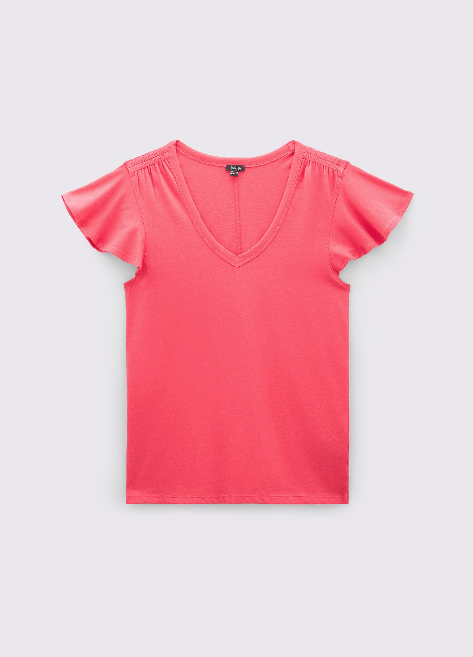 T-shirt in puro cotone con scollo a V donna