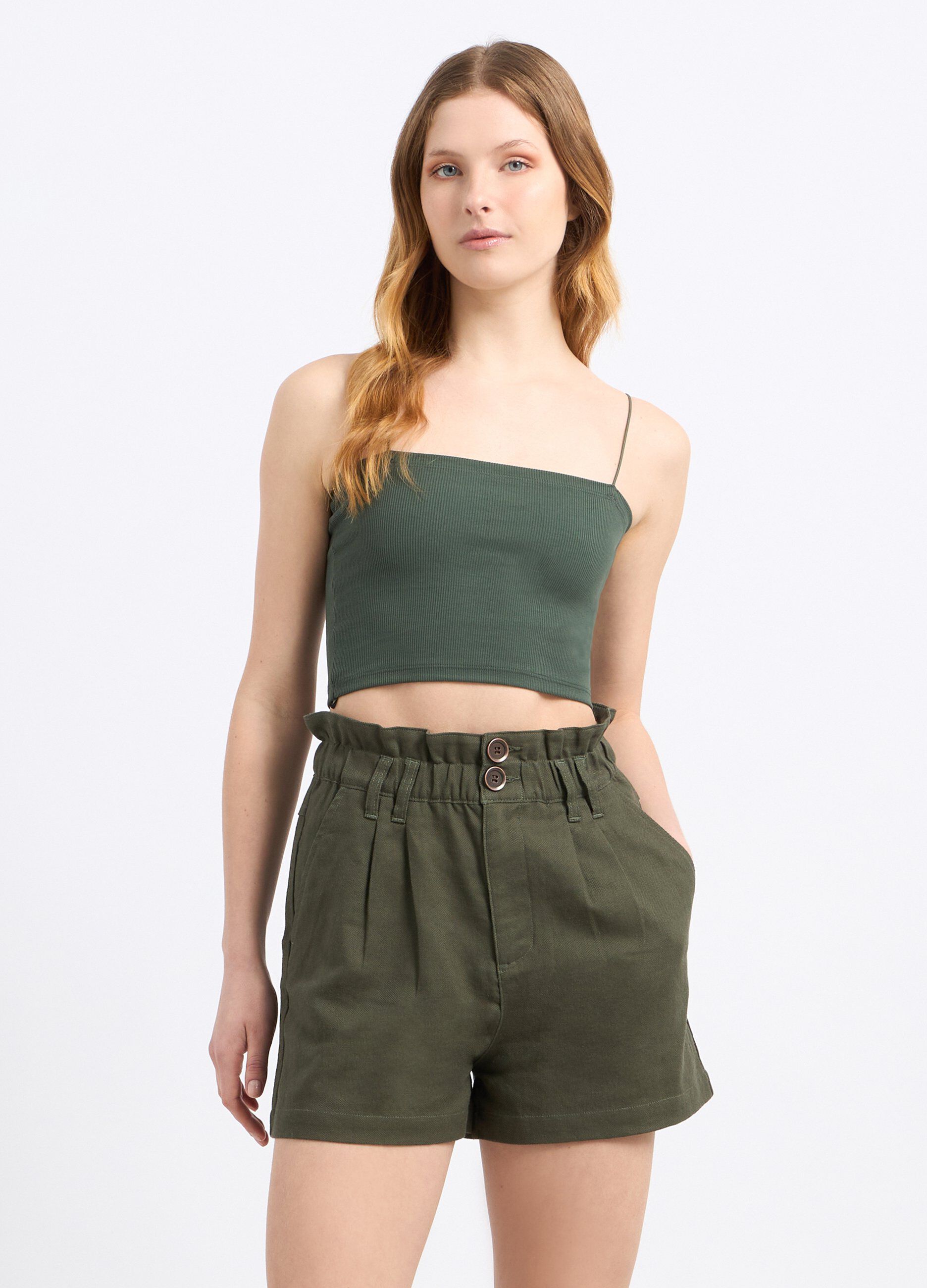 Top a fascia in costina di cotone stretch donna