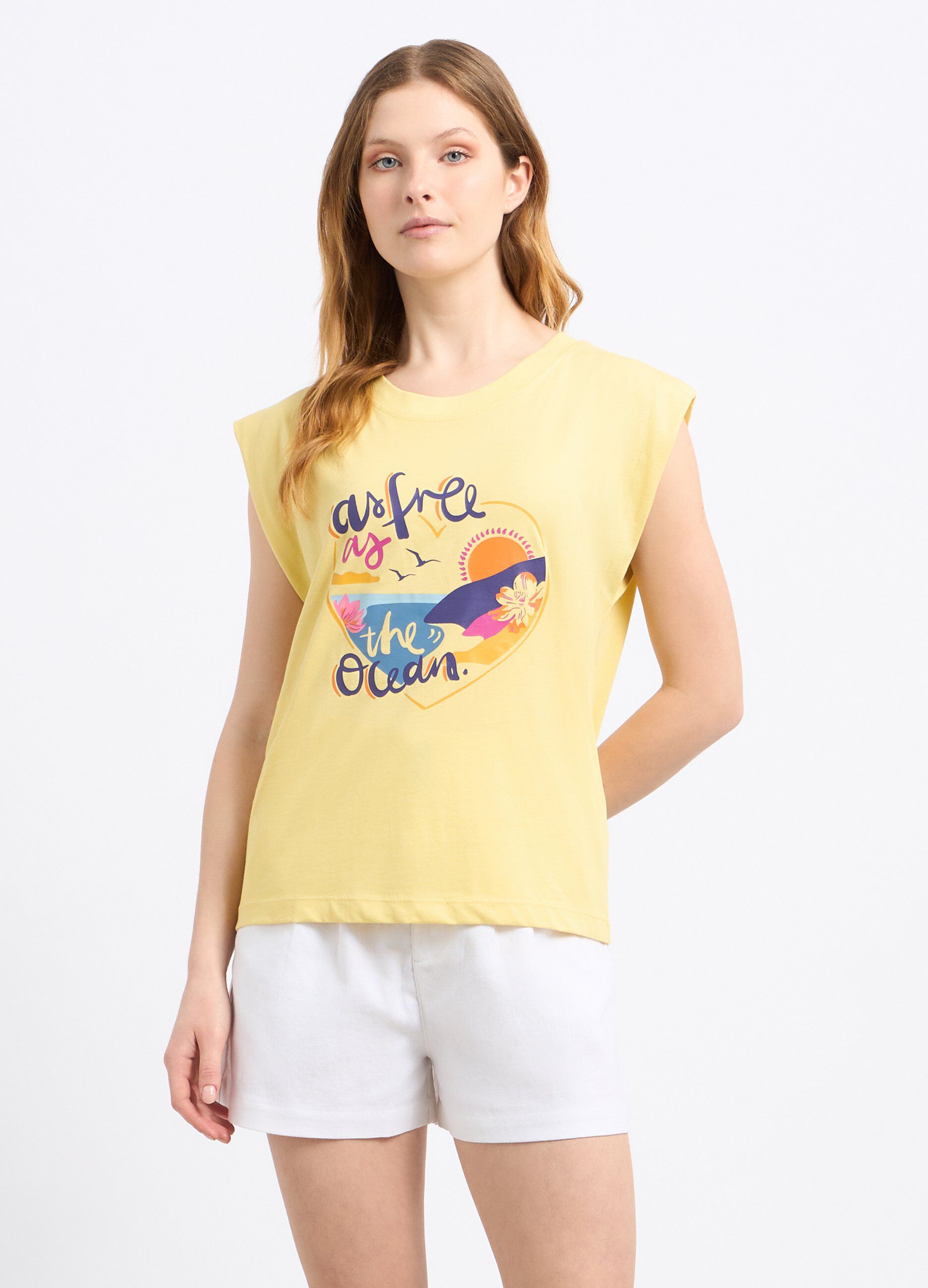 T-shirt in puro cotone con stampa donna