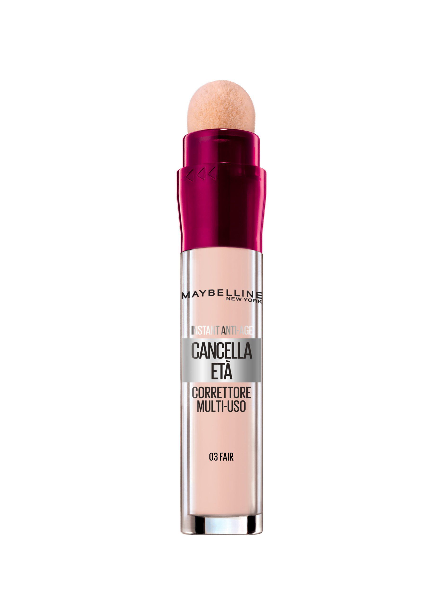Maybelline New York Correttore Liquido Il Cancella Et&agrave;, con Bacche di Goji e Haloxyl, Copre Occhiaie e Piccole Rughe, 03 Fair, 6.8 ml.