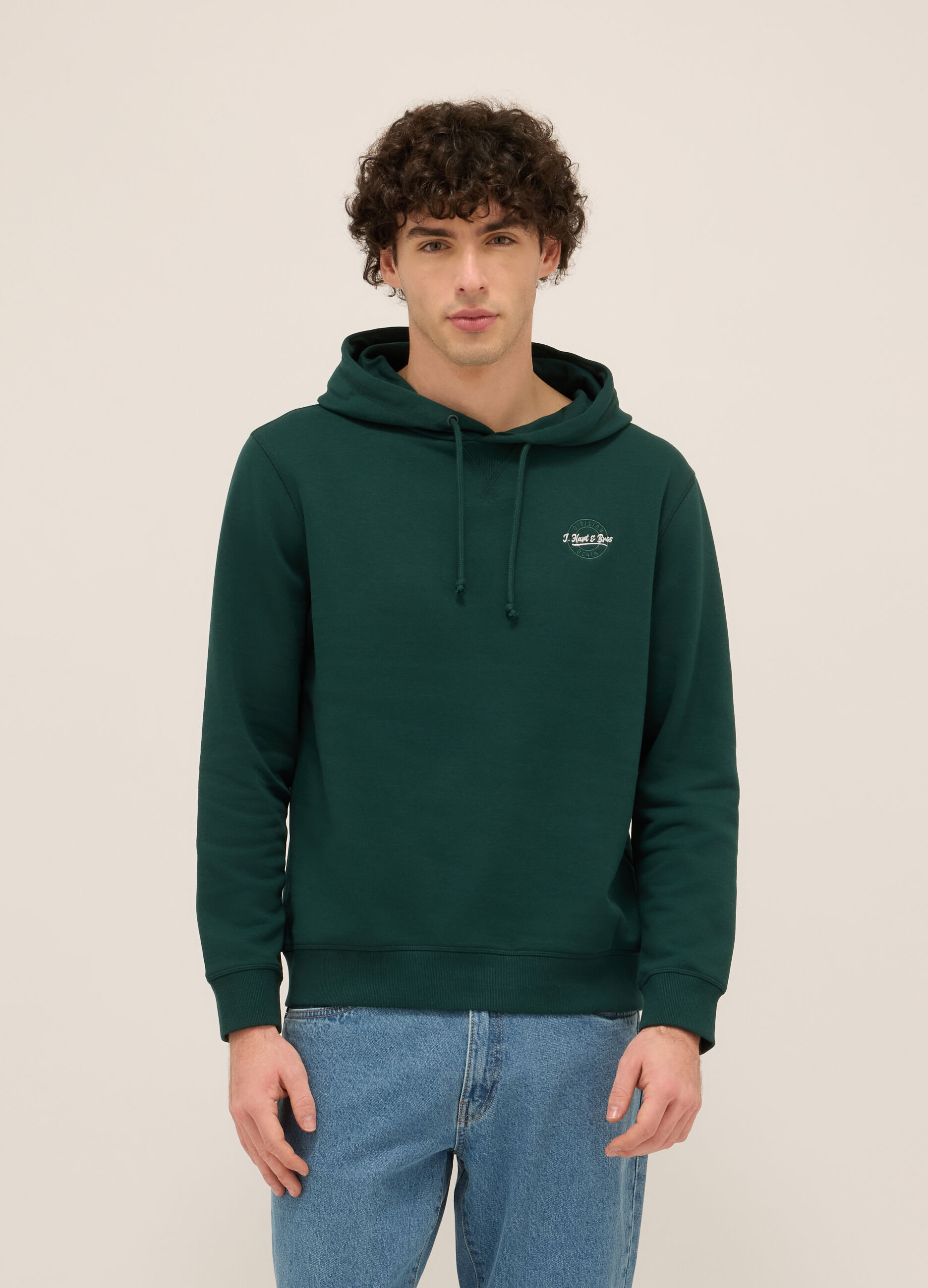 Felpa con cappuccio in misto cotone uomo