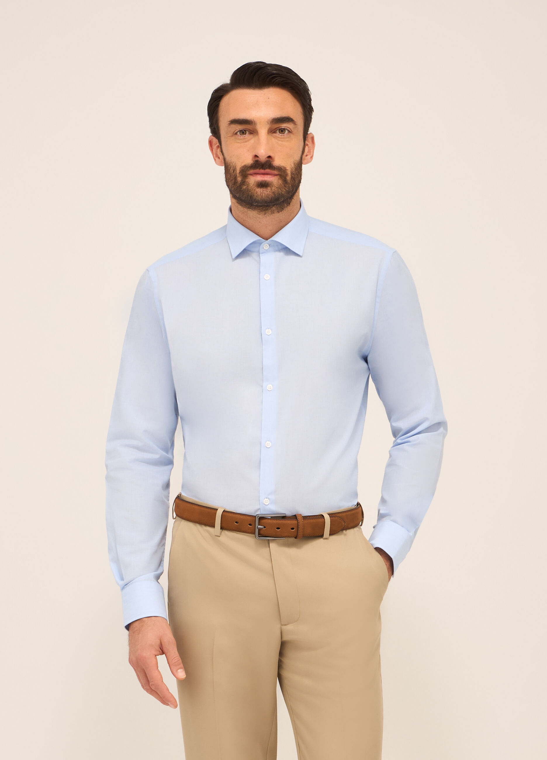 Camicia regular fit in misto cotone uomo