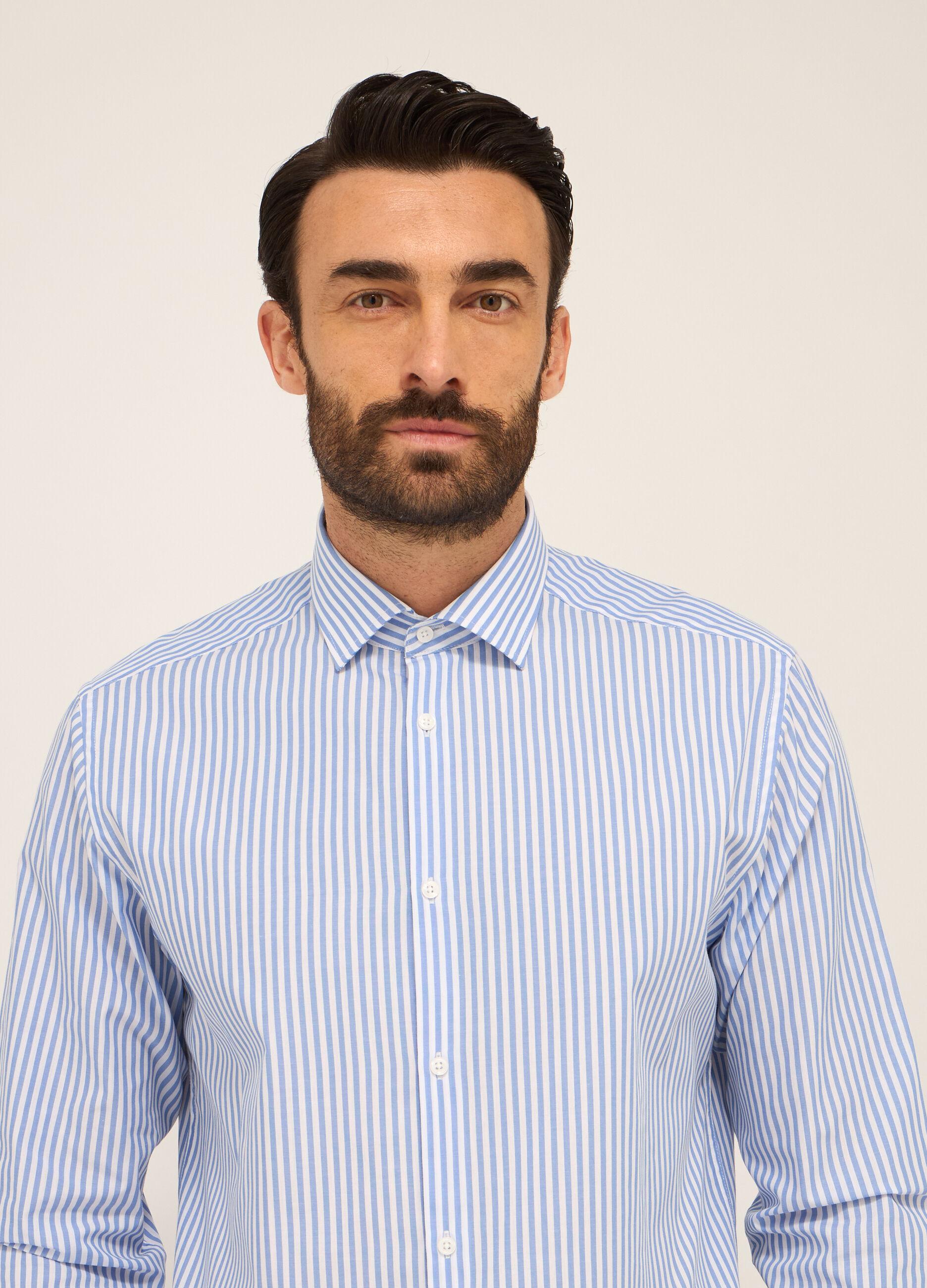 Camicia regular fit in misto cotone a righe 4 Camicia regular fit in misto cotone a righe
