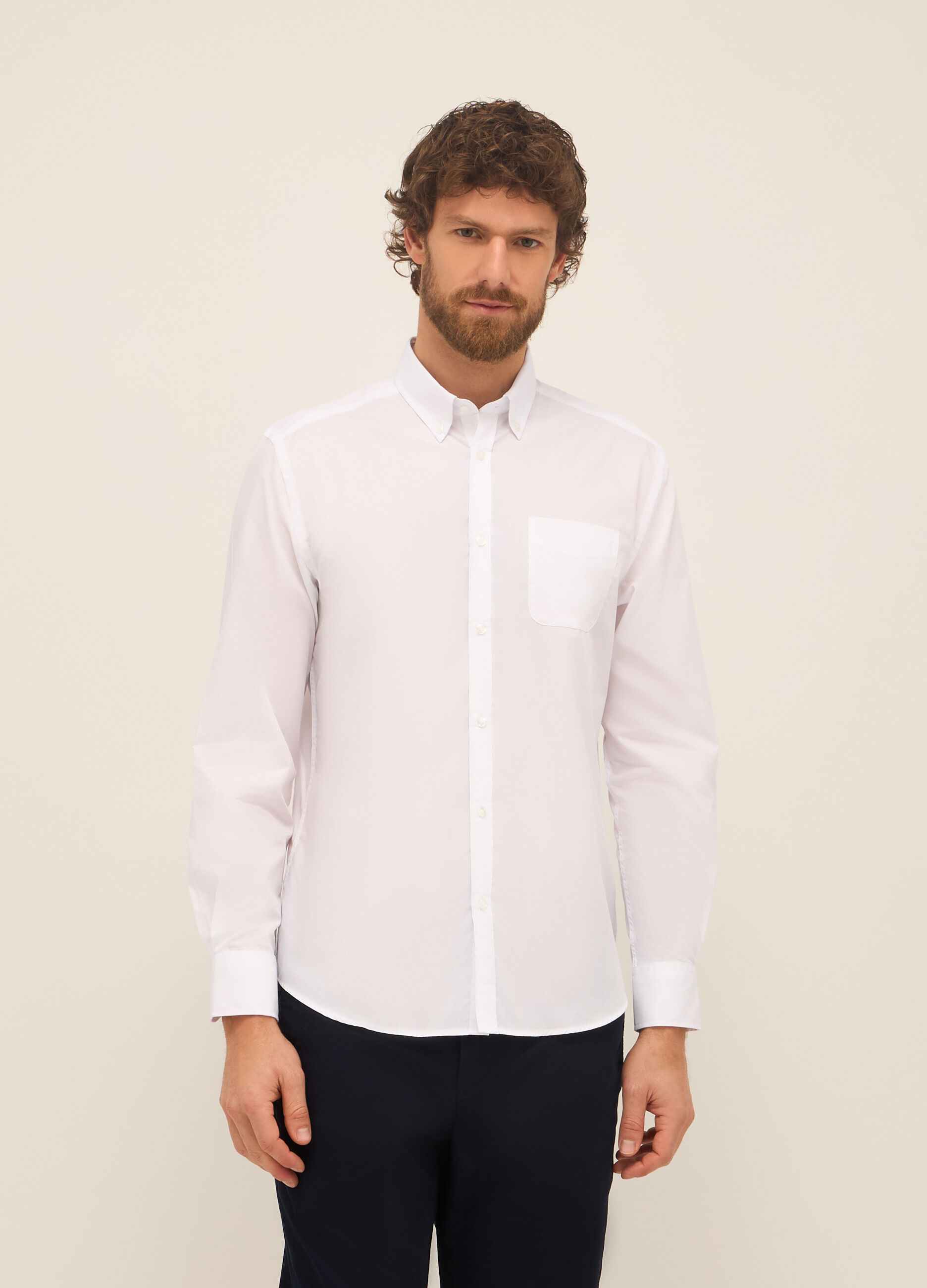 Camicia slim fit button-down in misto cotone uomo