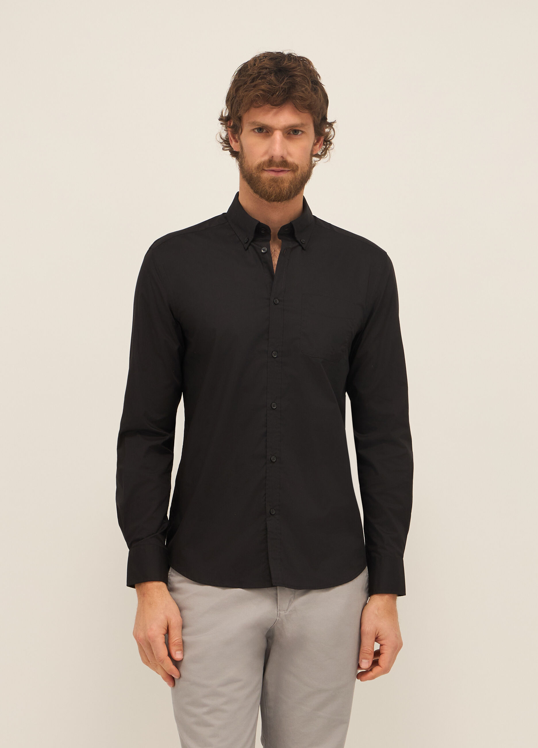 Camicia slim fit button-down in misto cotone uomo