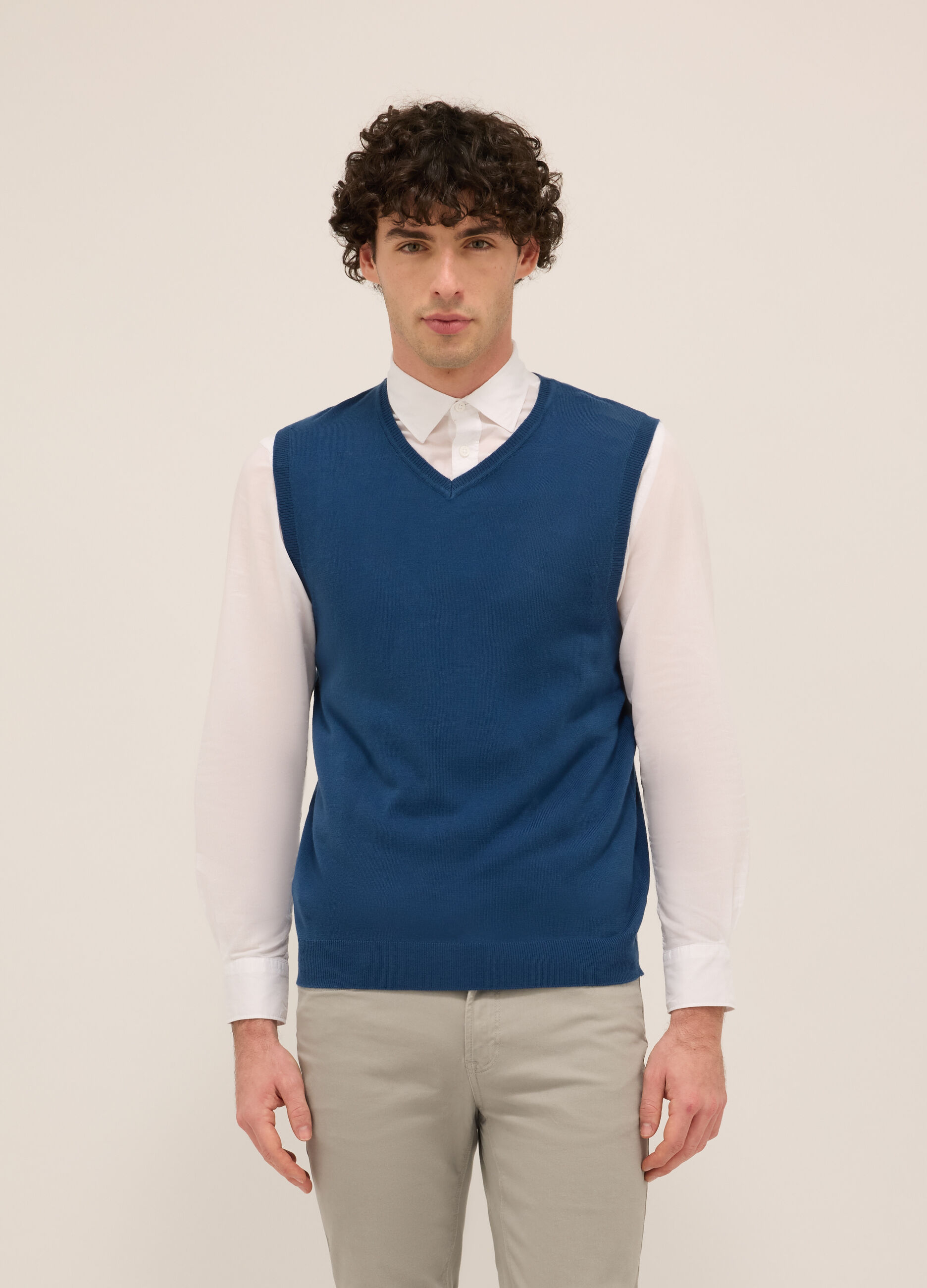 Gilet collo a V in maglia rasata uomo