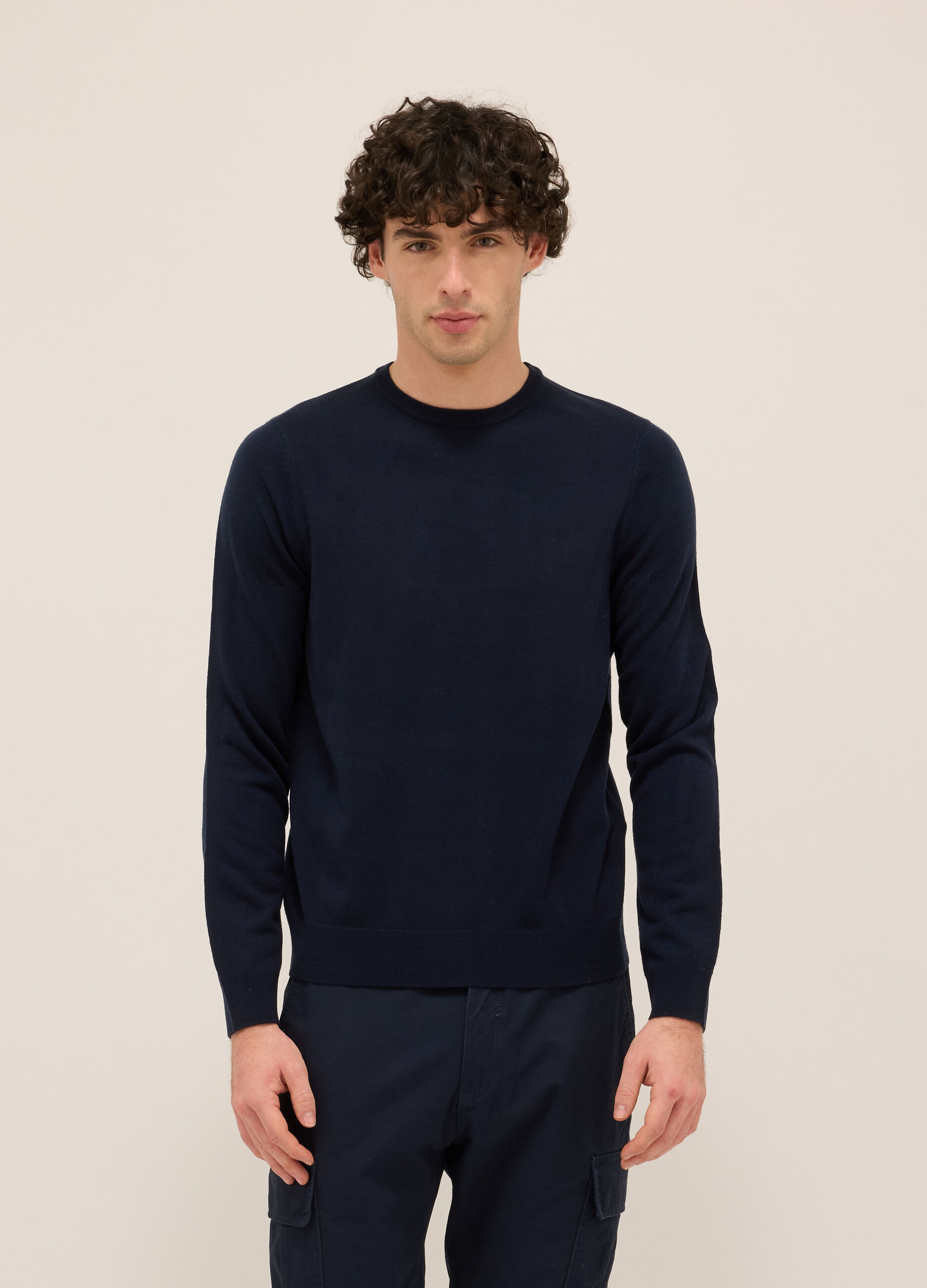 Maglione girocollo in maglia rasata uomo