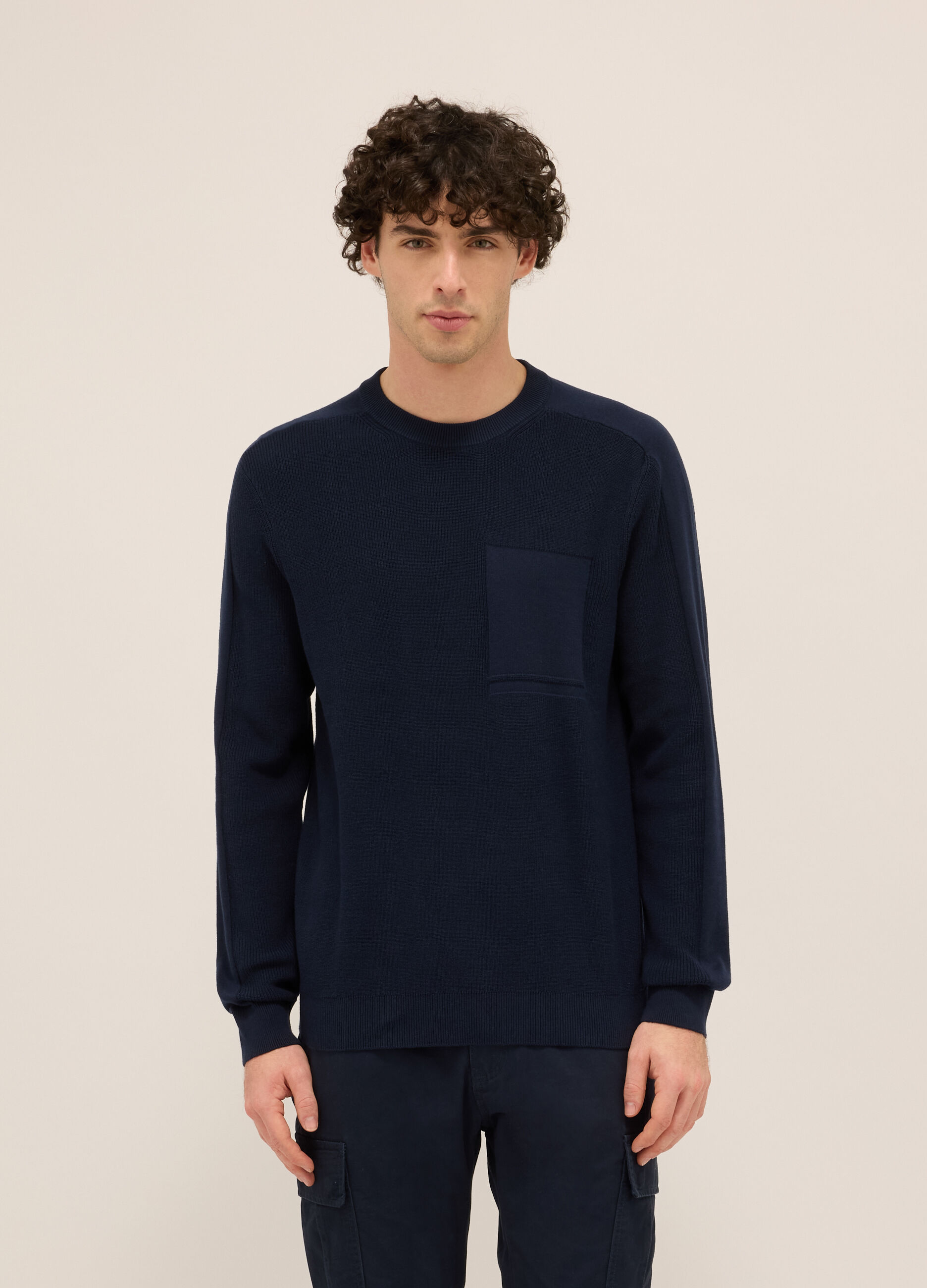 Maglione girocollo in puro cotone uomo