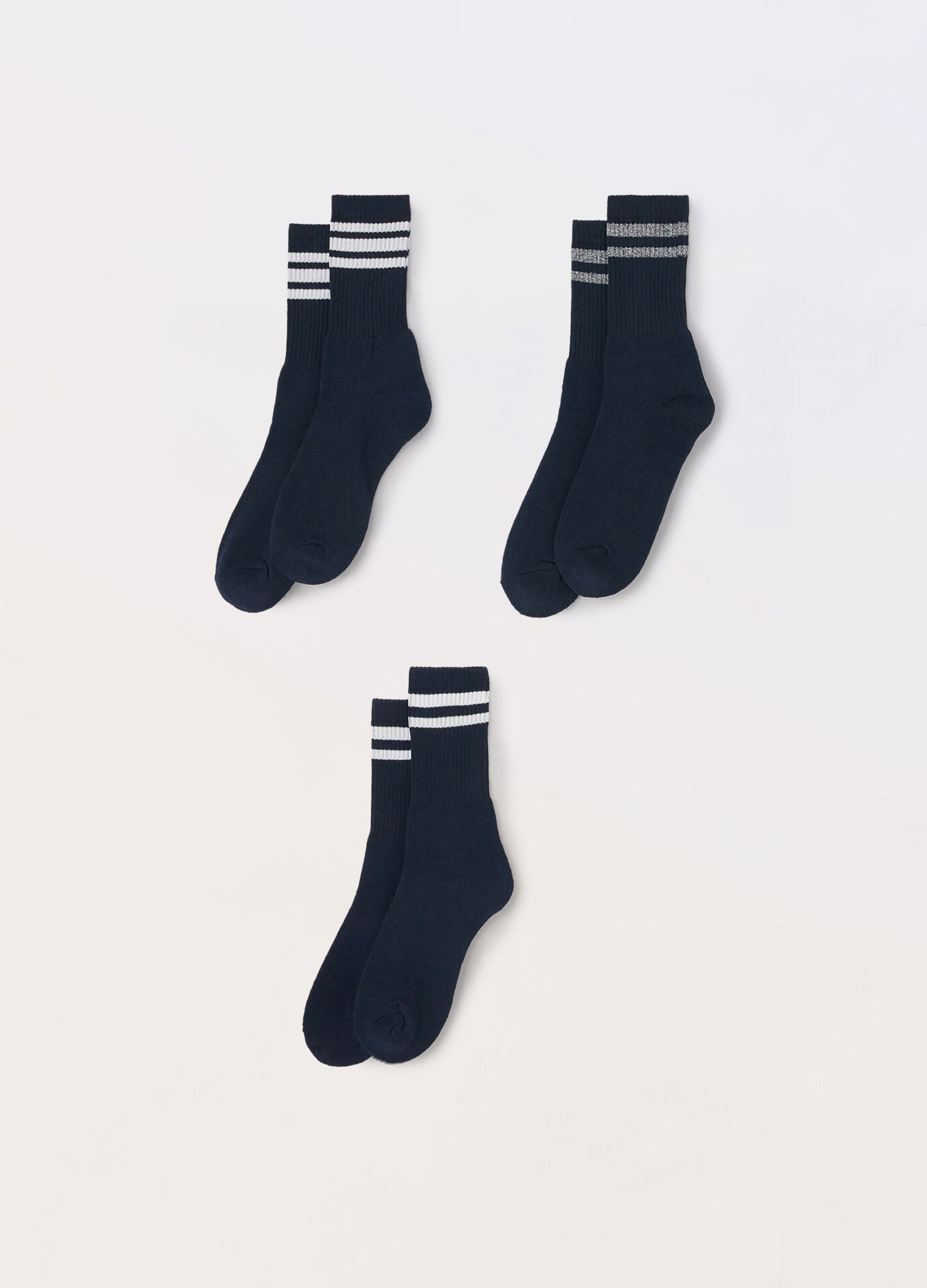 3 pack calze corte sportive con righe a contrasto uomo