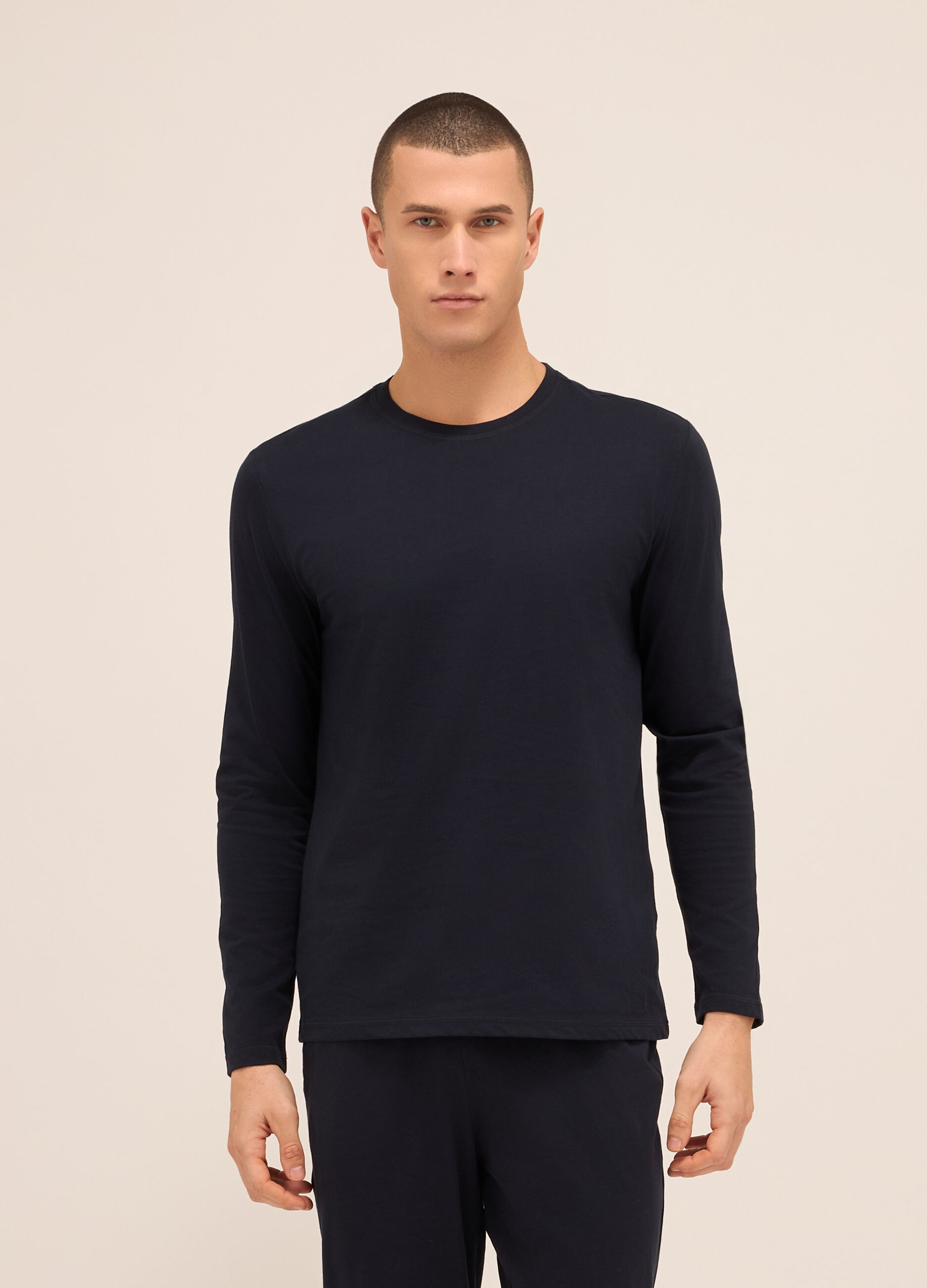 T-shirt pigiama a maniche lunghe in cotone uomo