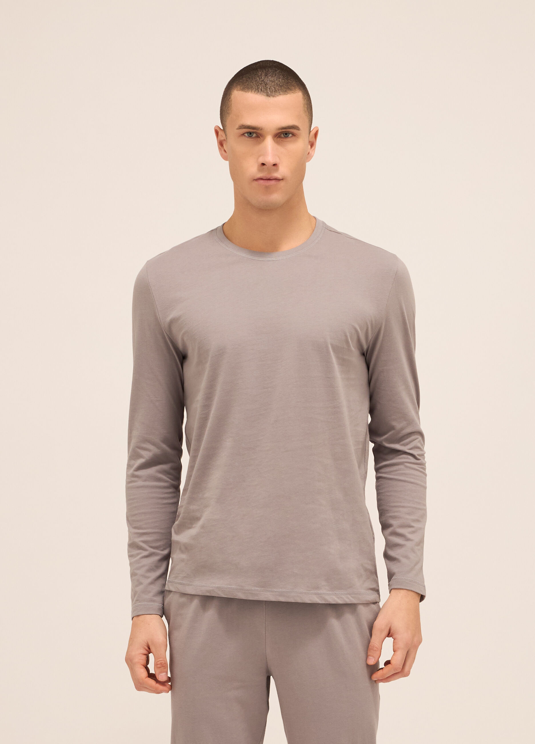 T-shirt pigiama a maniche lunghe in cotone uomo