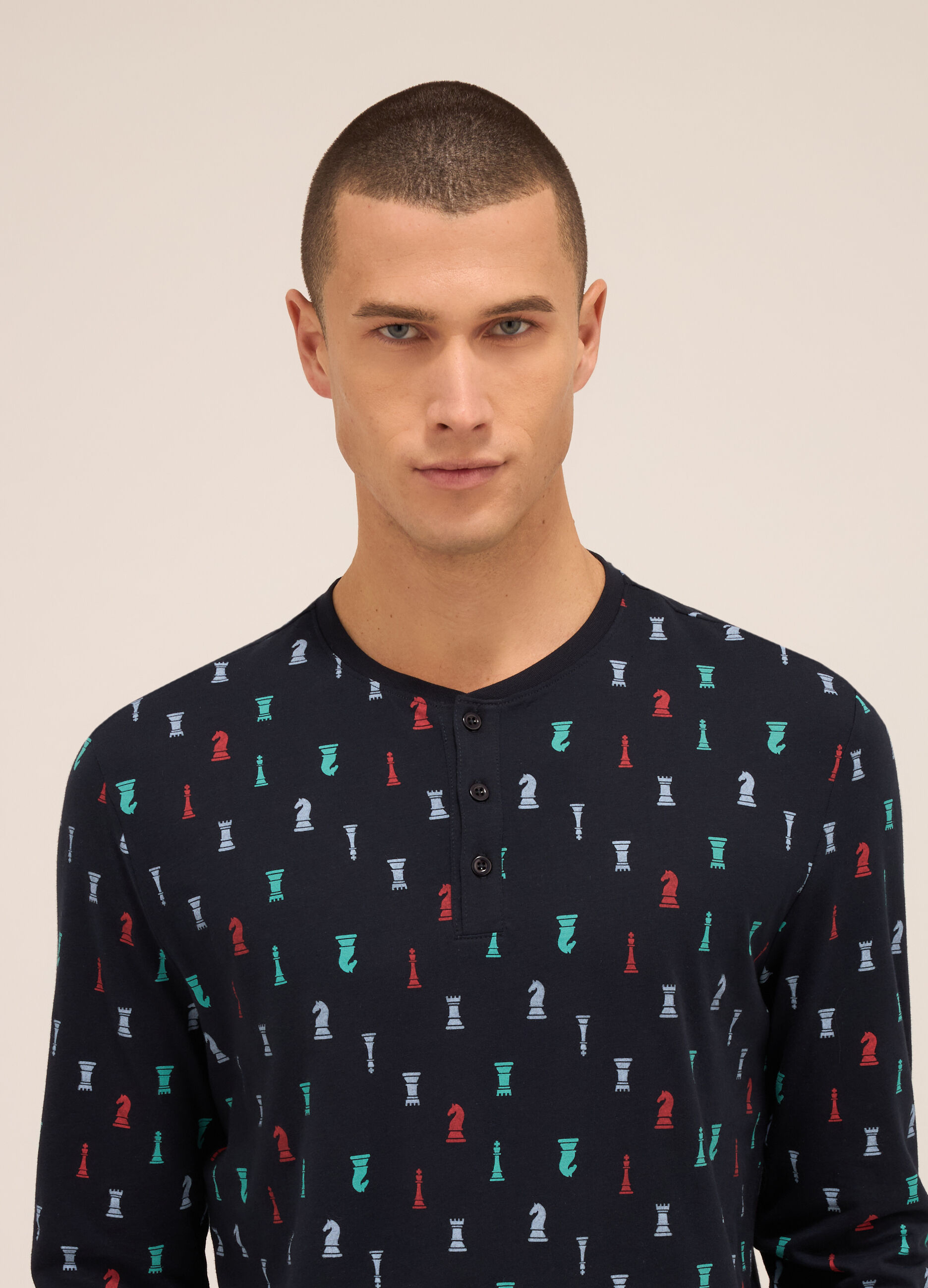 Maglia del pigiama a serafino in jersey di cotone uomo 4 Maglia del pigiama a serafino in jersey di cotone uomo
