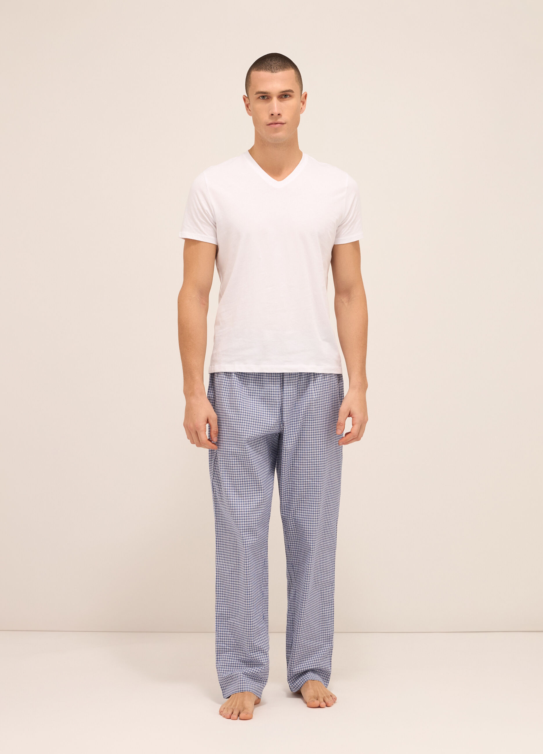 Pantaloni del pigiama in tela di cotone a quadretti uomo