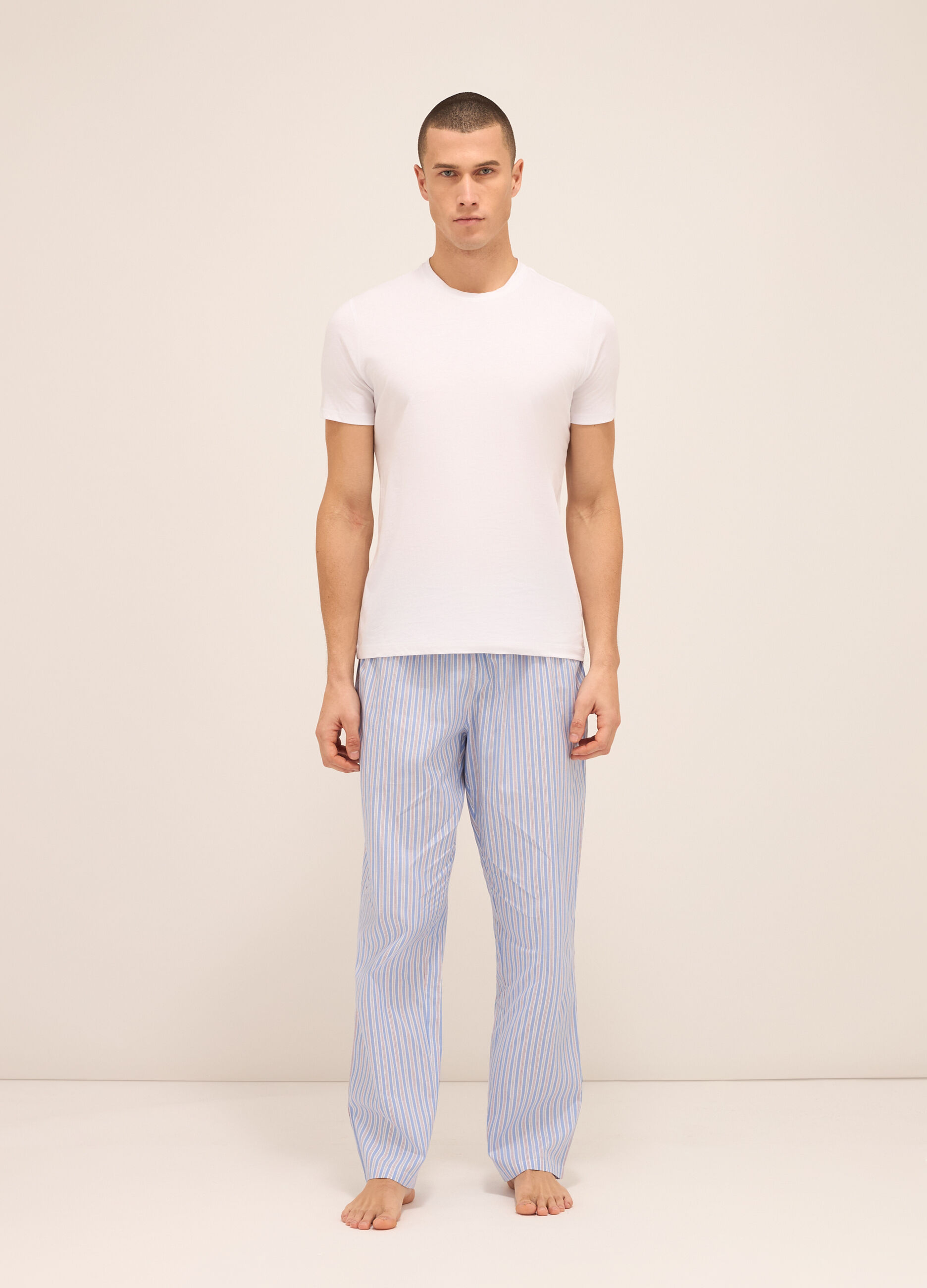 Pantaloni del pigiama in tela di cotone a righe uomo