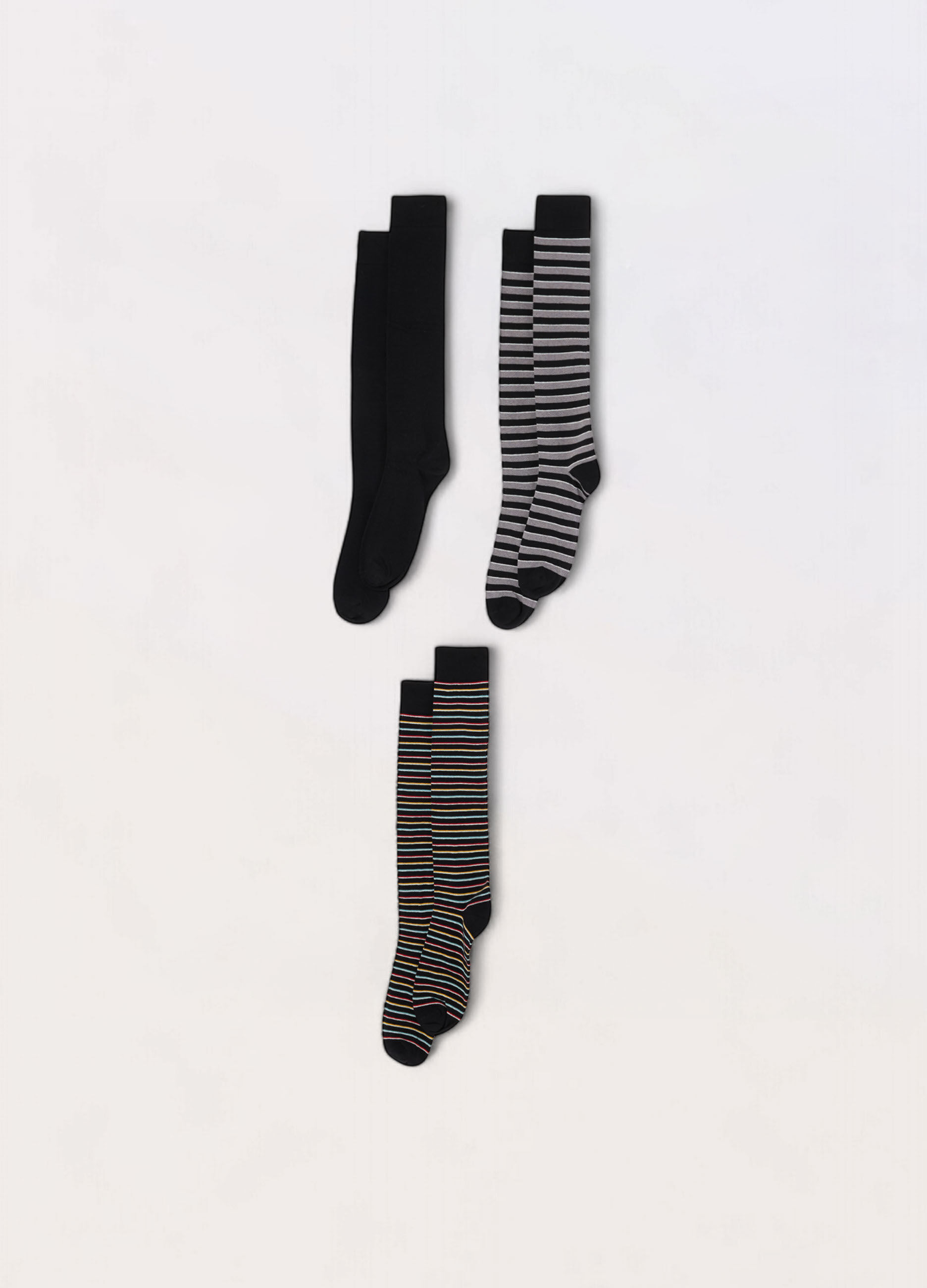 3 pack calze lunghe in cotone stretch a fantasia uomo