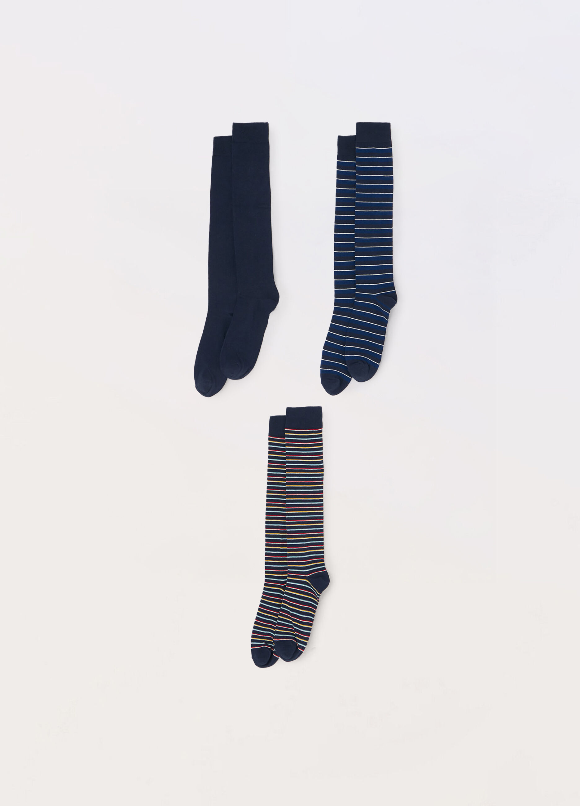 3 pack calze lunghe in cotone stretch a fantasia uomo