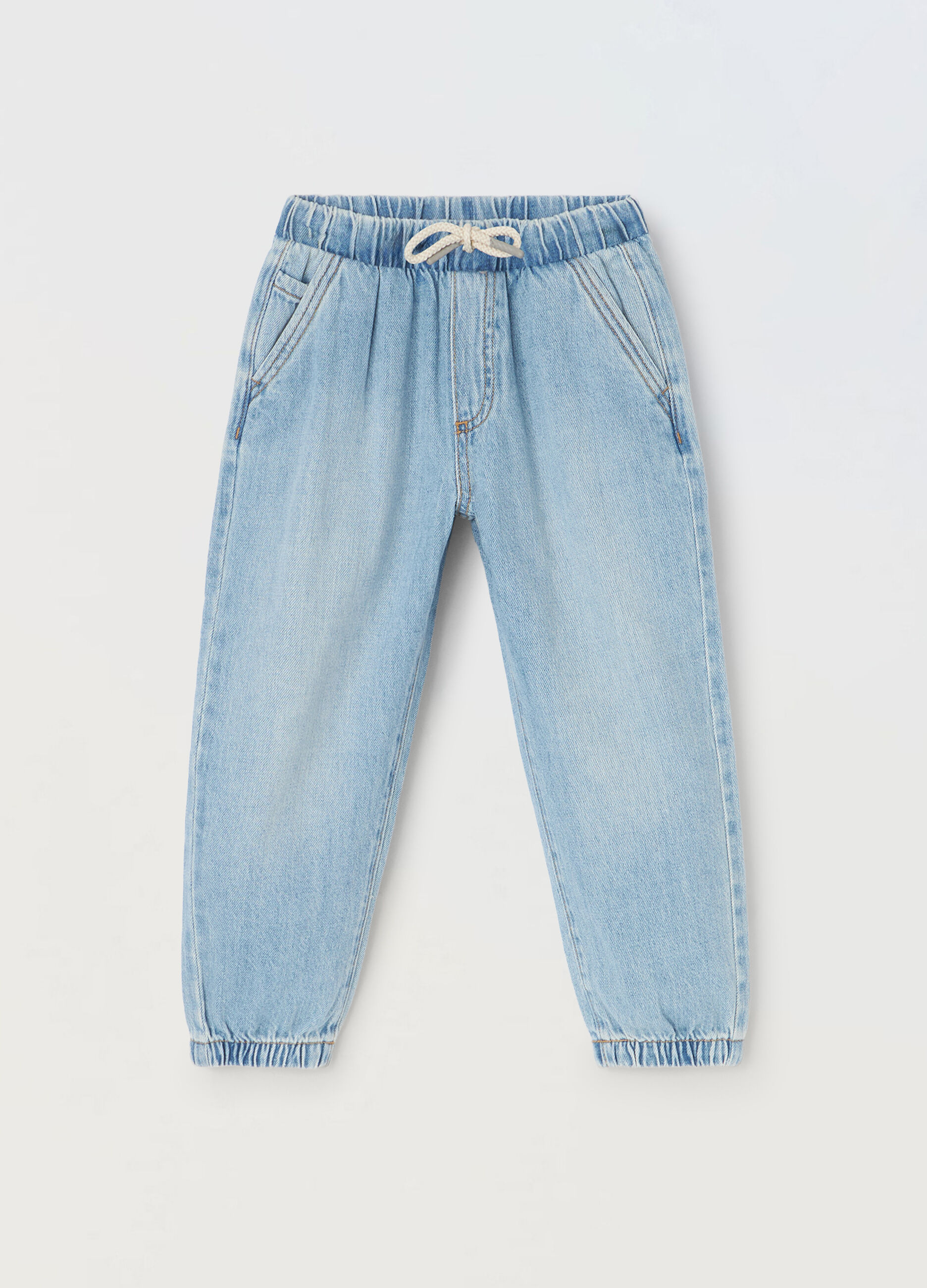 Jogger in denim di misto cotone bambino