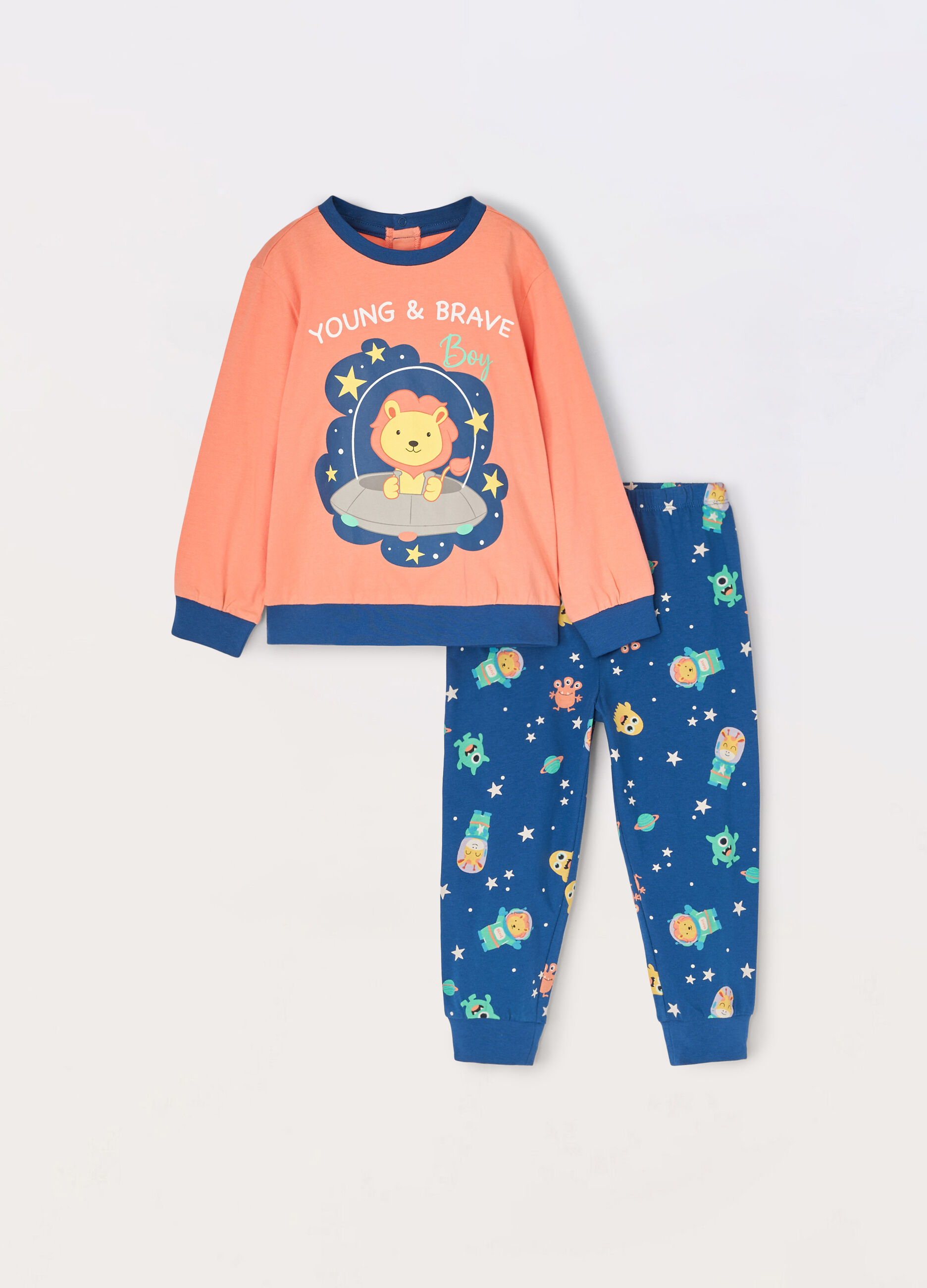 Set pigiama lungo in puro cotone neonato