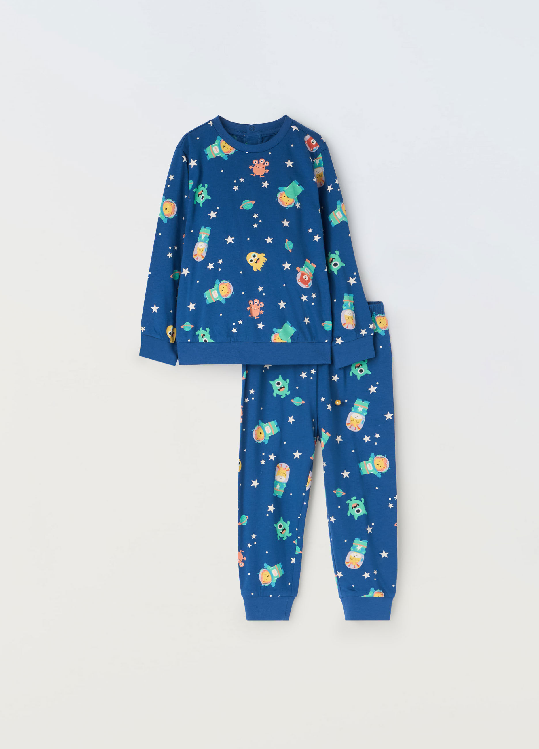 Set pigiama lungo in puro cotone neonato