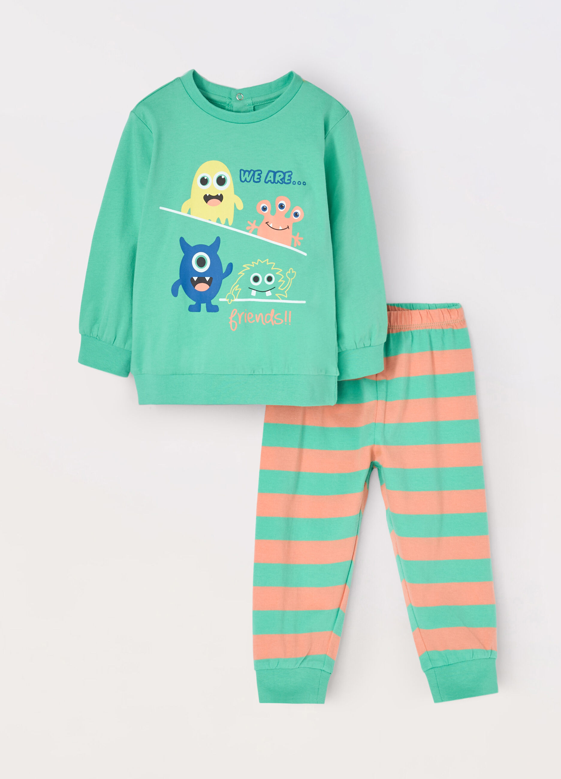 Set pigiama lungo in puro cotone neonato