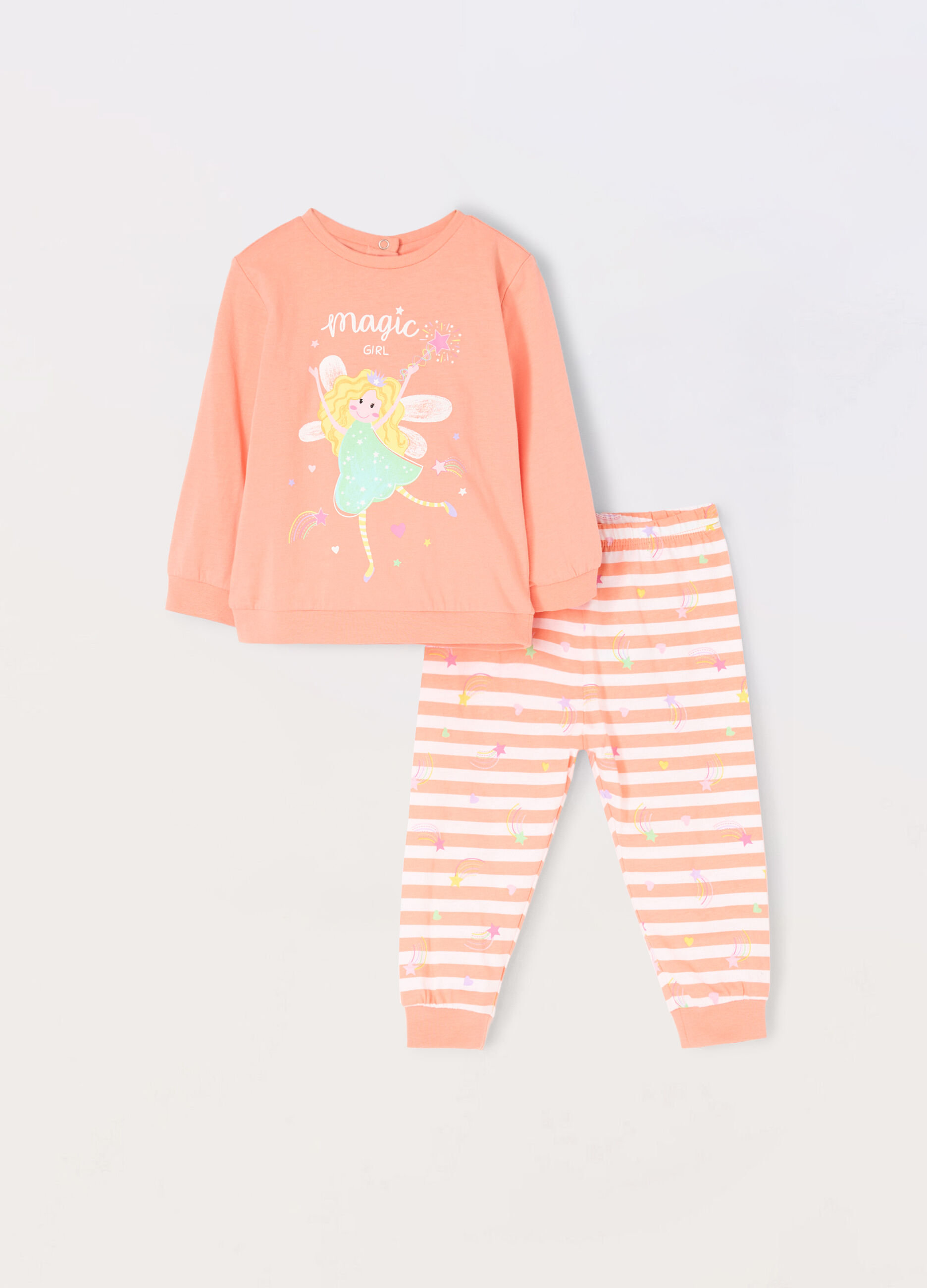 Set pigiama lungo in puro cotone neonata