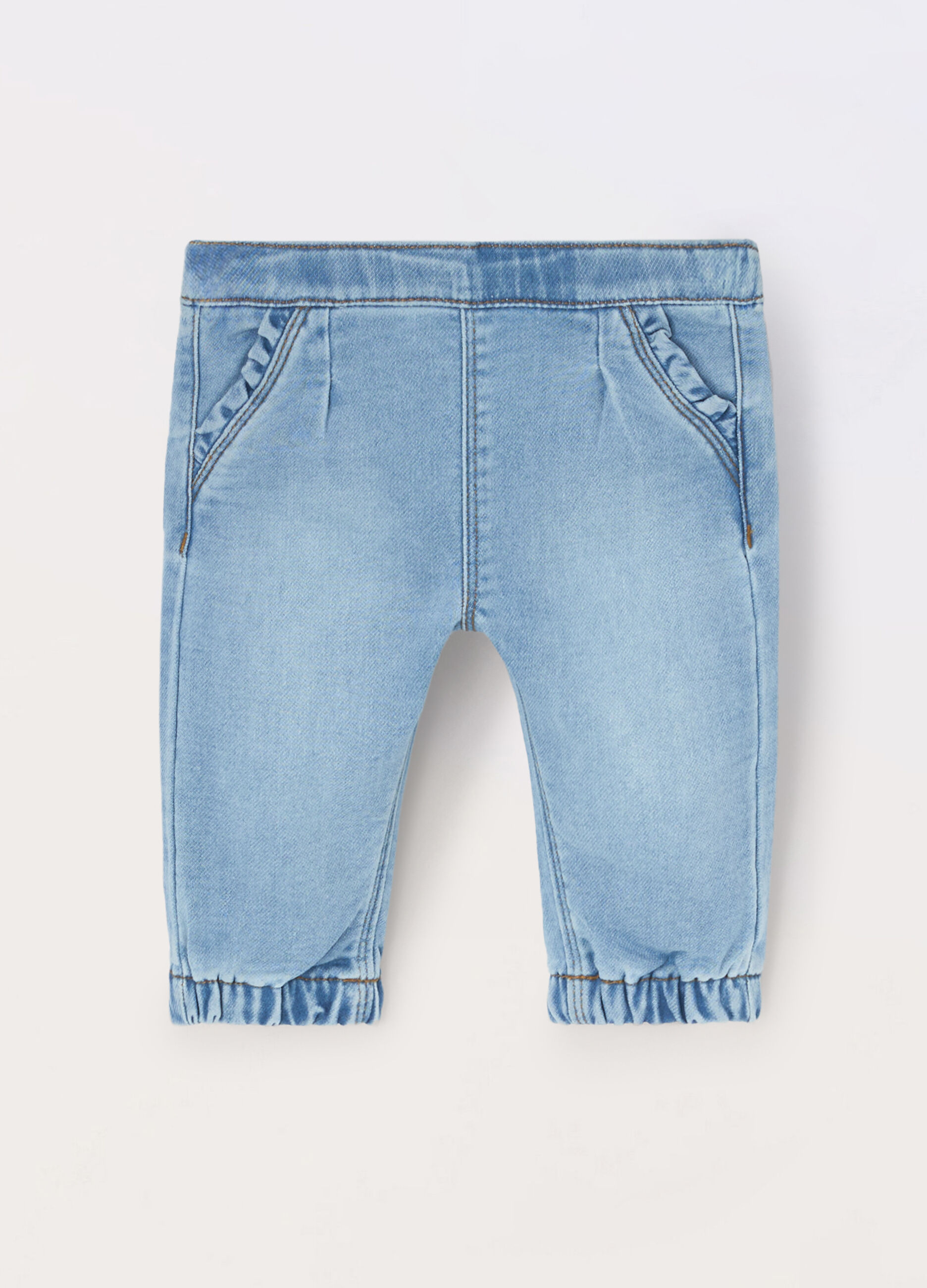 Pantaloni in french terry denim neonata