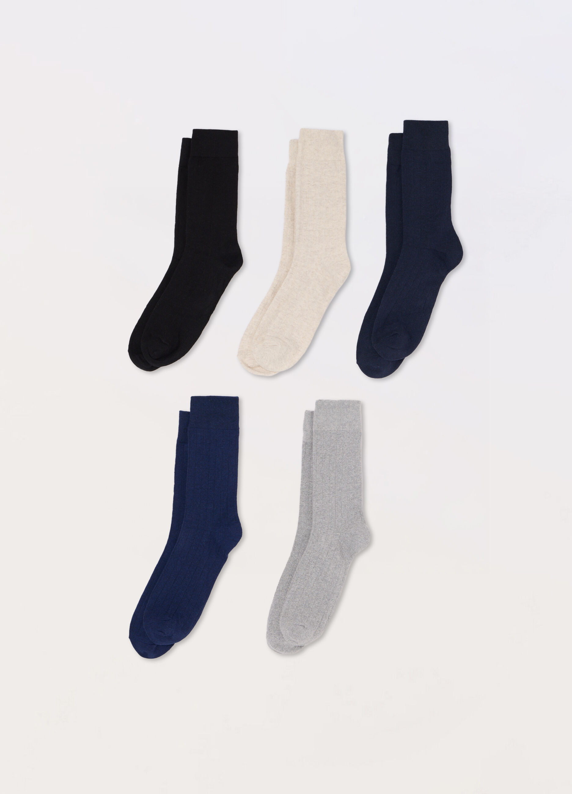 5 pack calze corte in tessuto tecnico a costine uomo