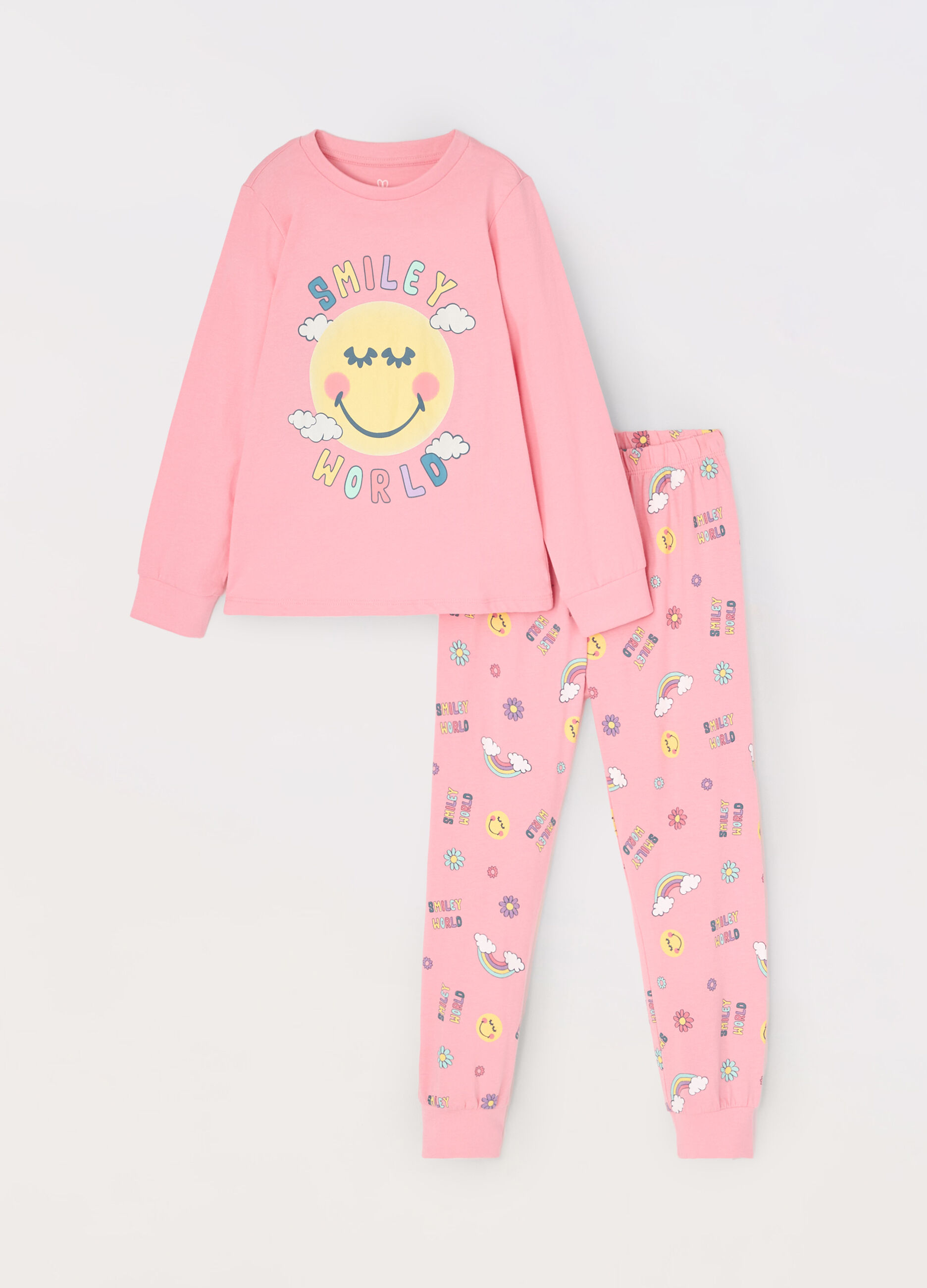 Set pigiama lungo in puro cotone bambina