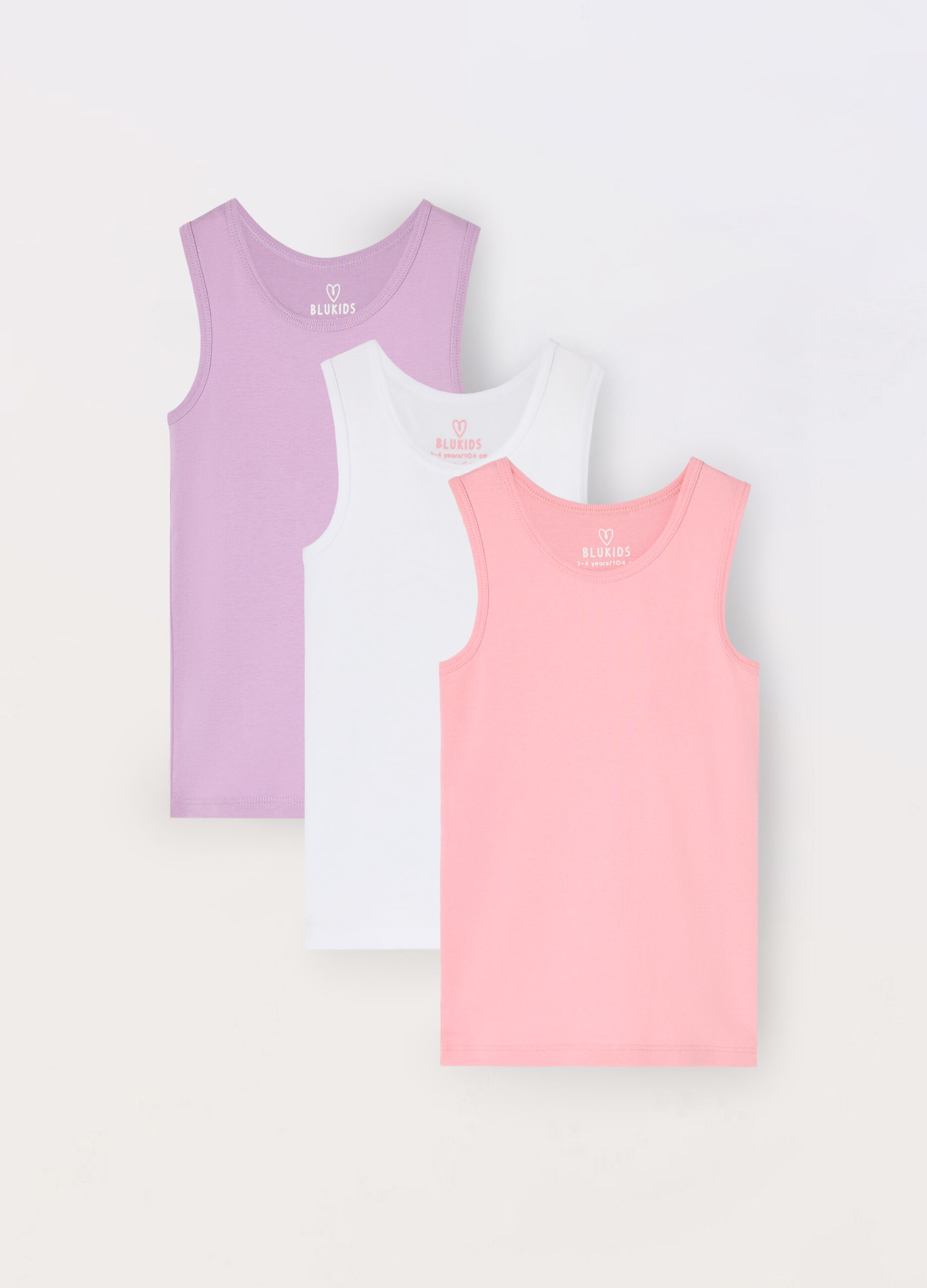 Pack 3 canotte in puro cotone bambina