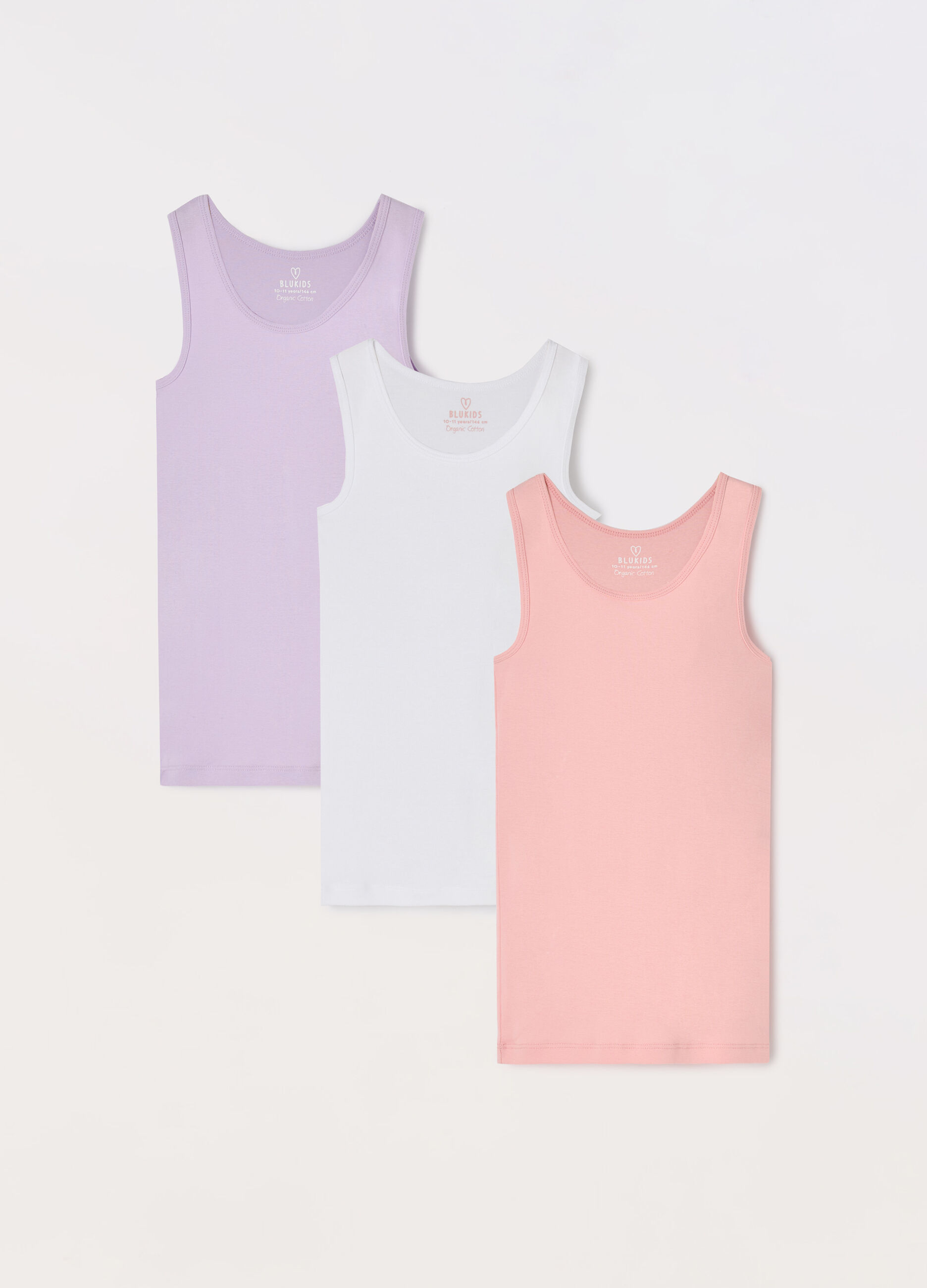 Pack 3 canotte in puro cotone ragazza