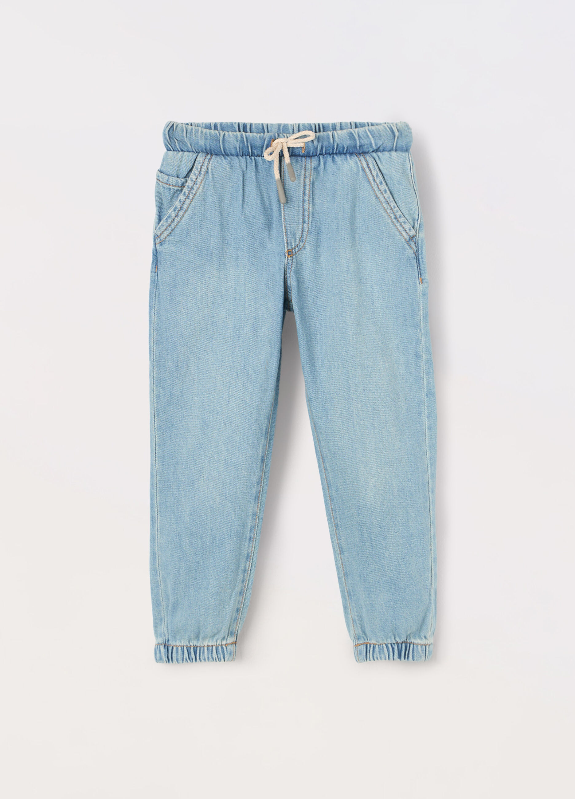 Jogger in denim di misto cotone bambino