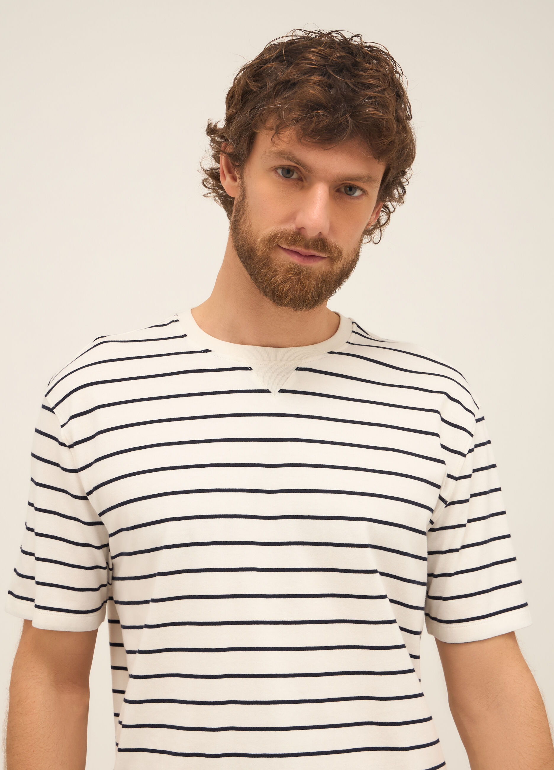 T-shirt girocollo in cotone a righe uomo 4 T-shirt girocollo in cotone a righe uomo