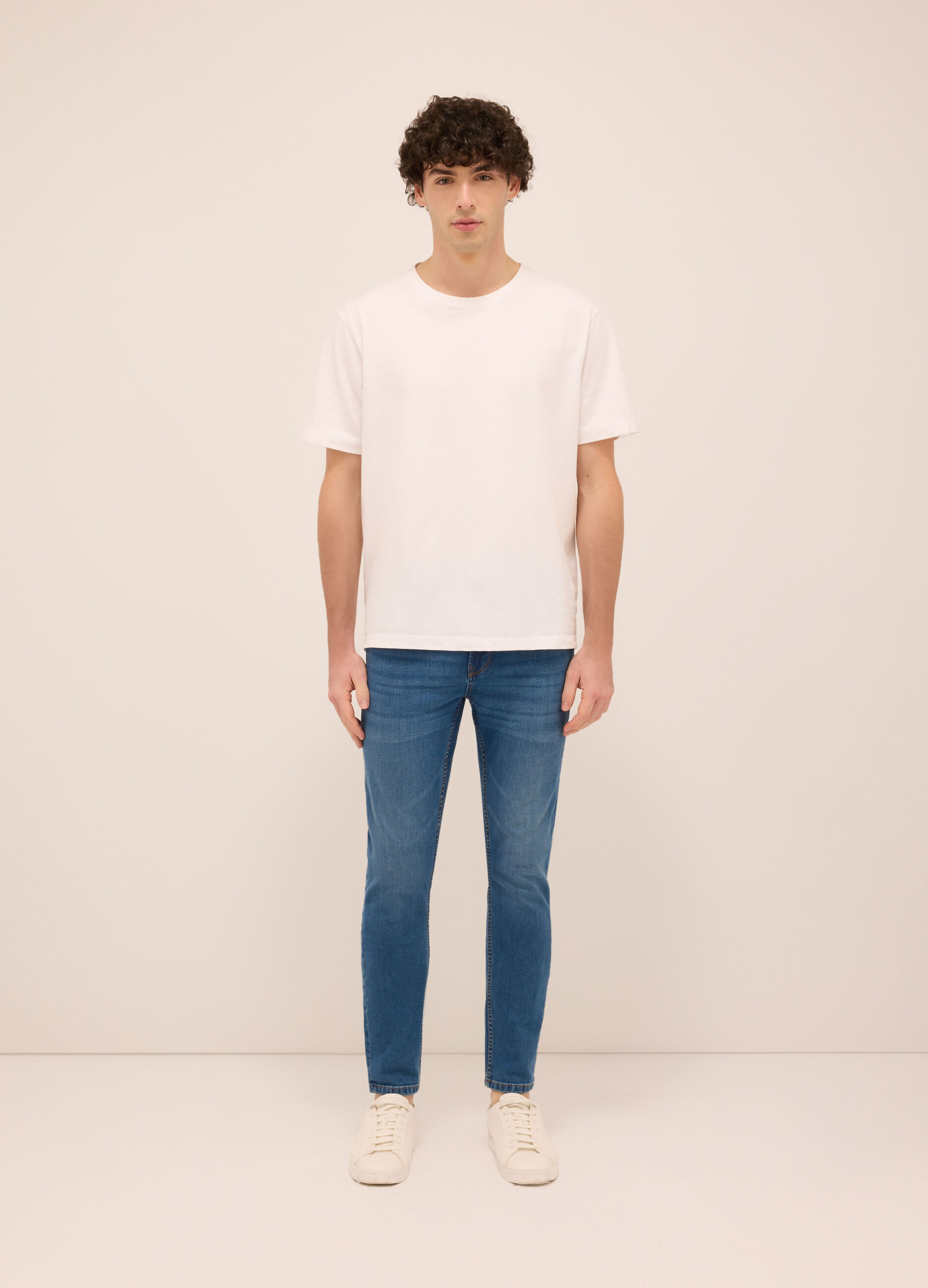 Jeans 5 tasche slim fit in denim di cotone stretch