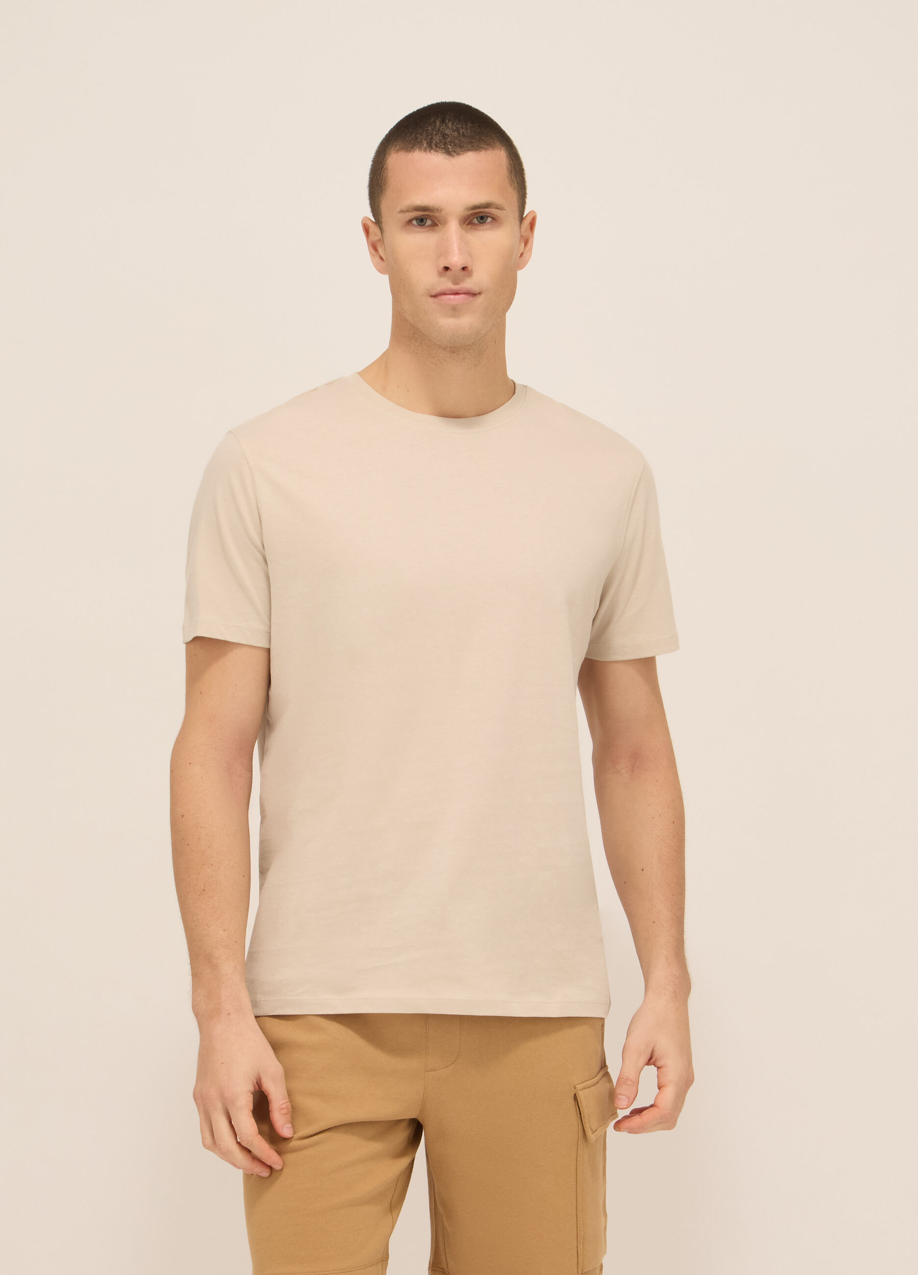 T-shirt girocollo in jersey di puro cotone uomo