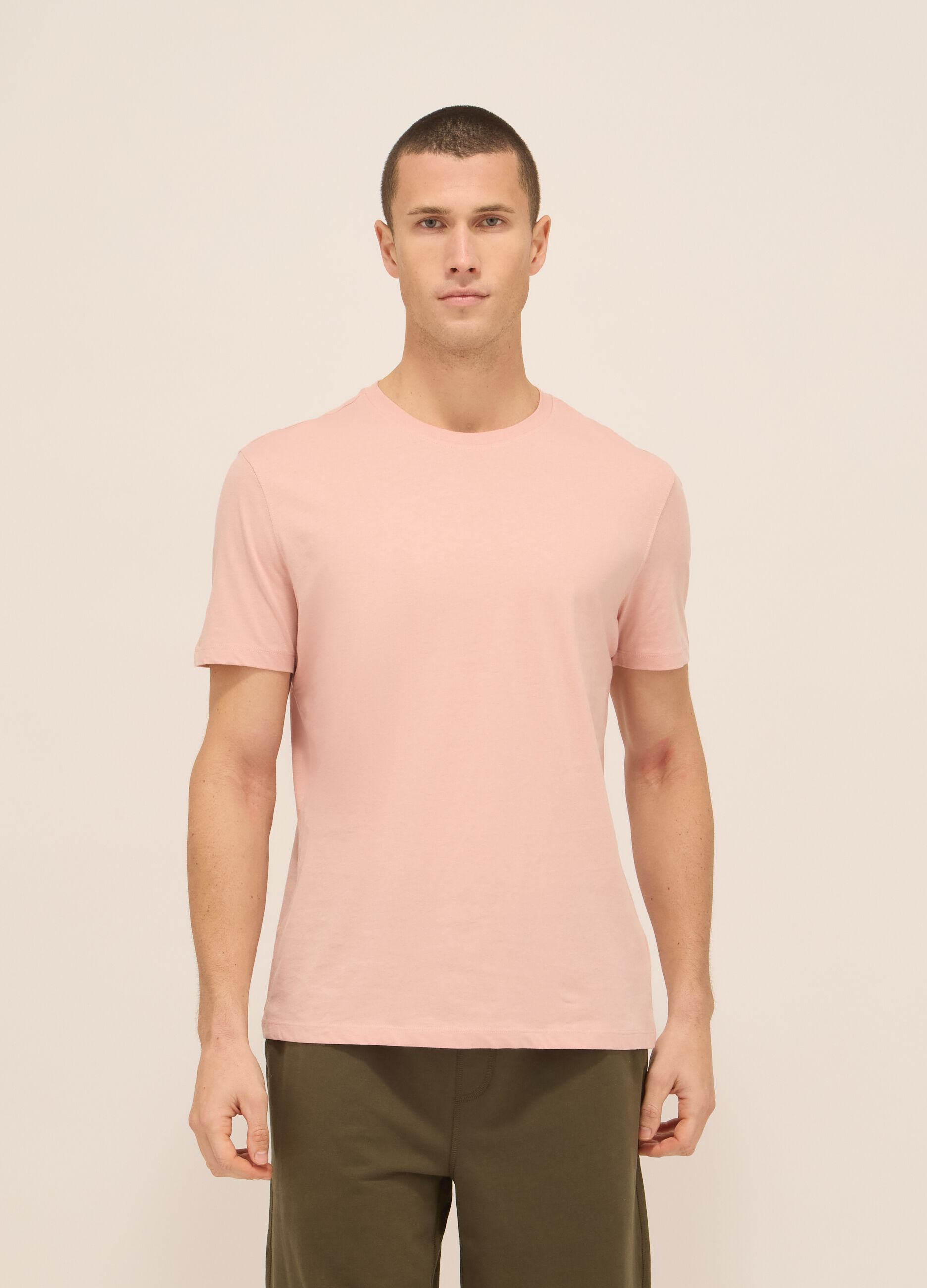 T-shirt girocollo in jersey di puro cotone uomo