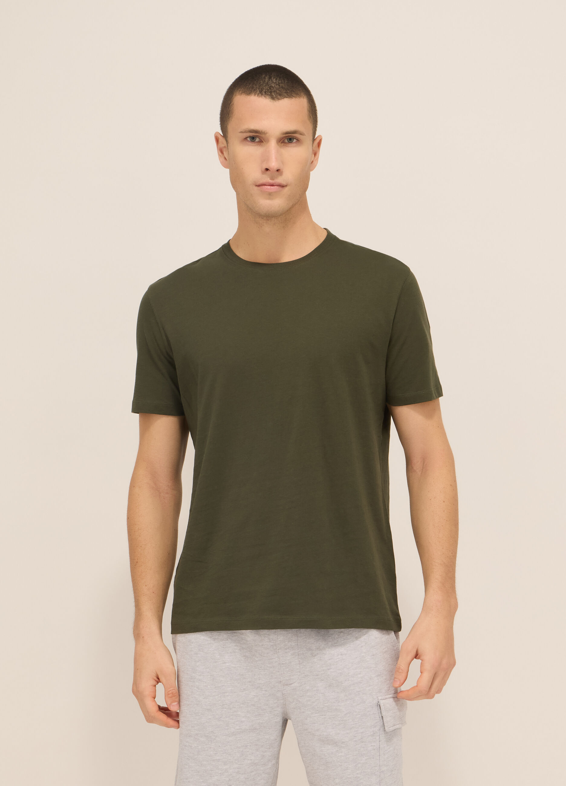 T-shirt girocollo in jersey di puro cotone uomo