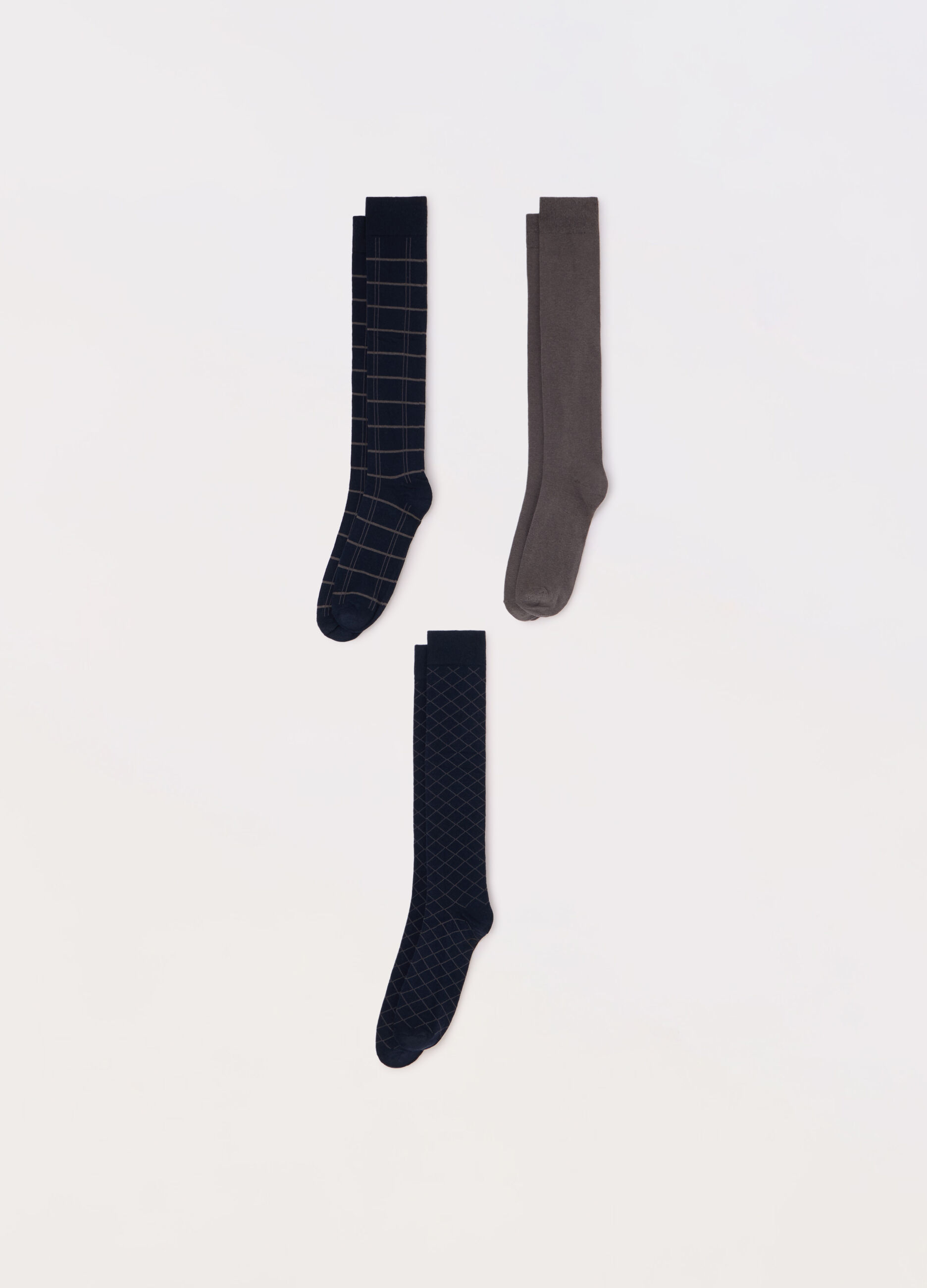 3 pack calze lunghe in cotone stretch a fantasia uomo