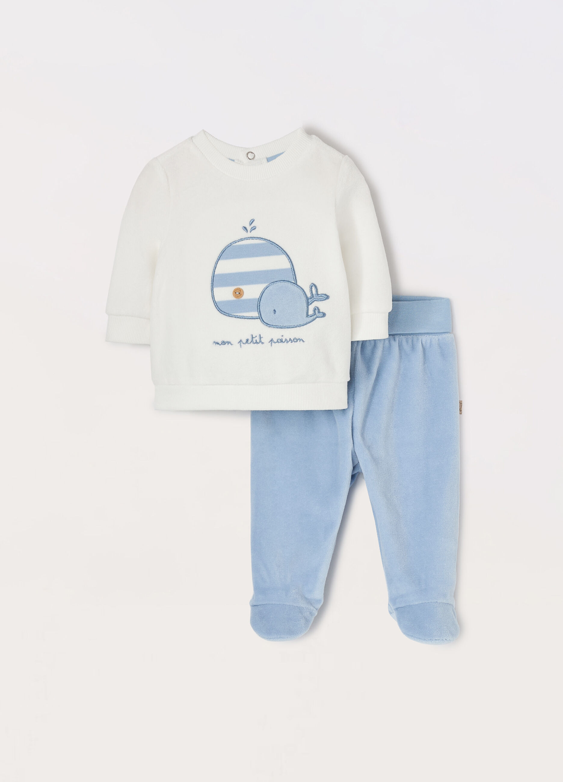 Set velours di misto cotone neonato