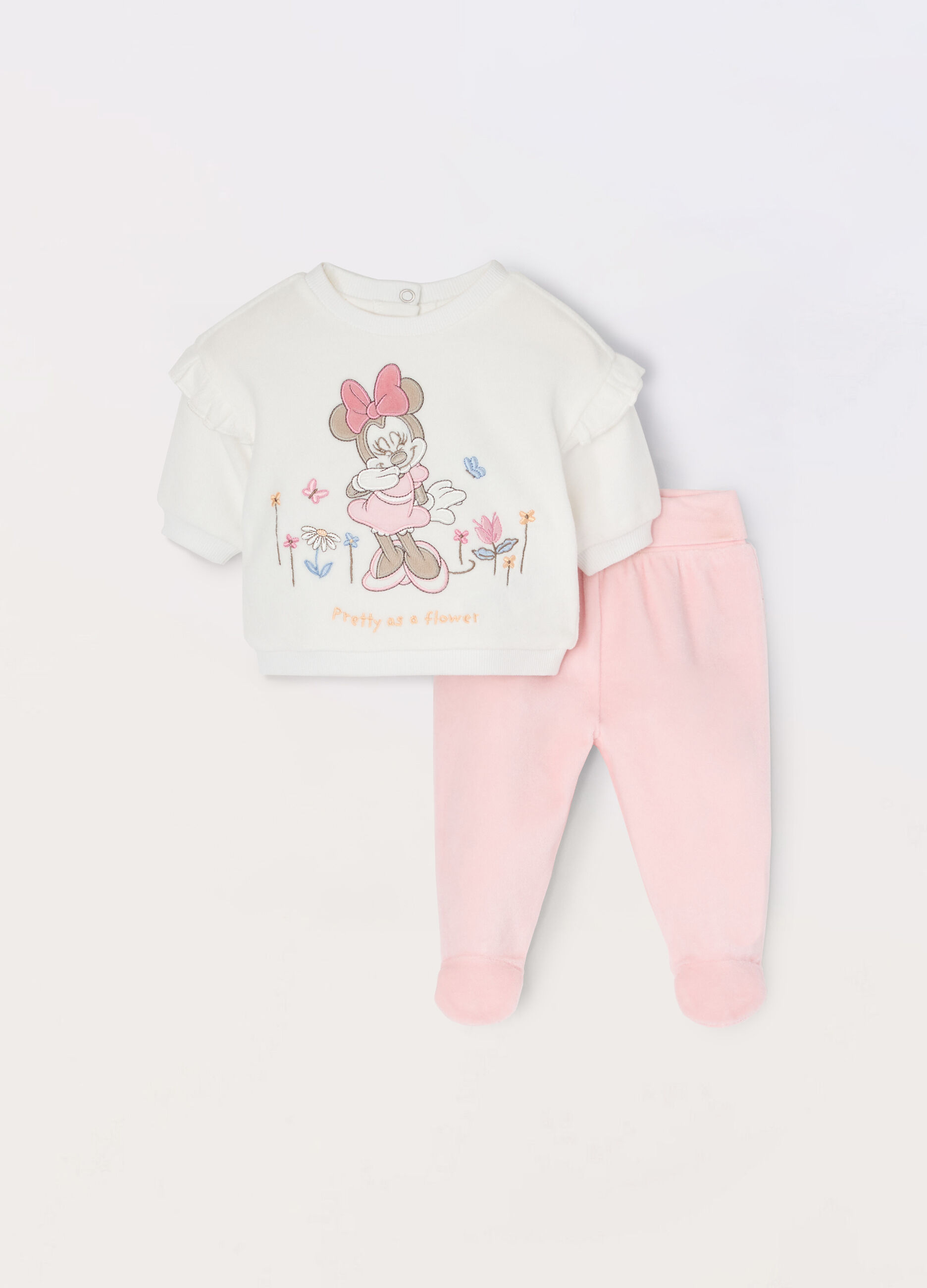 Set velour con rouches neonata