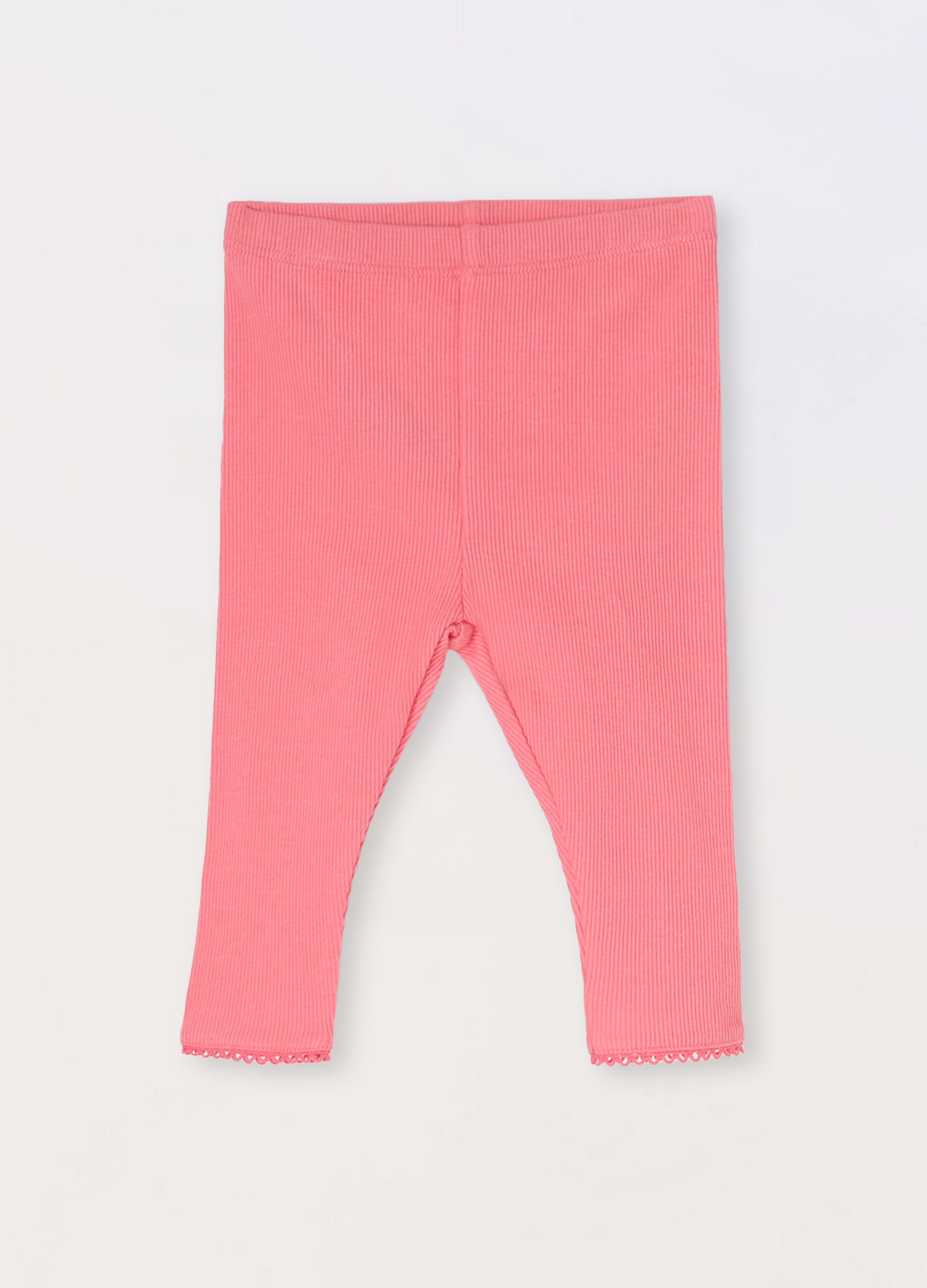 Leggings in costina di cotone stretch neonata