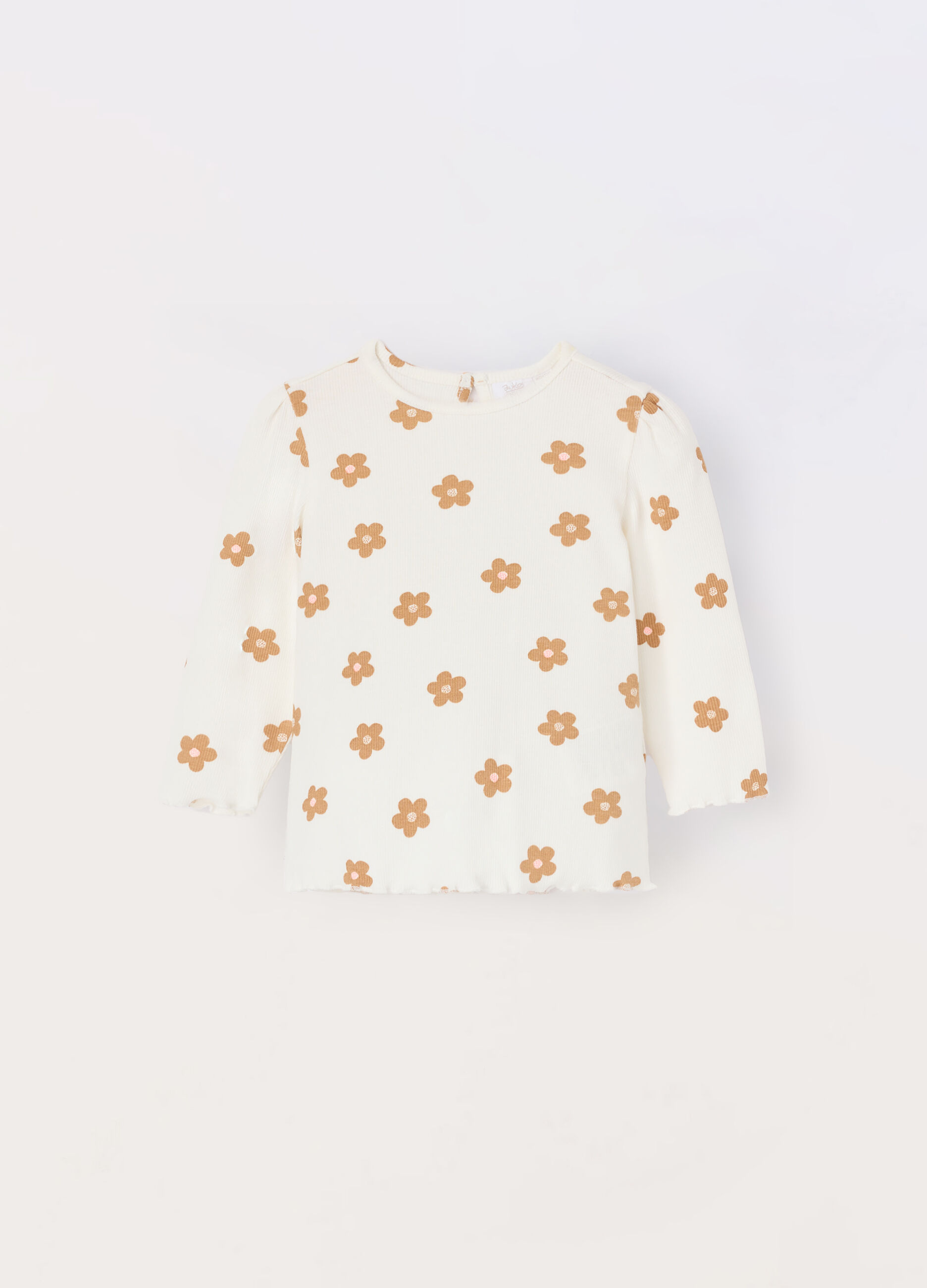 T-shirt in costina di cotone stretch neonata