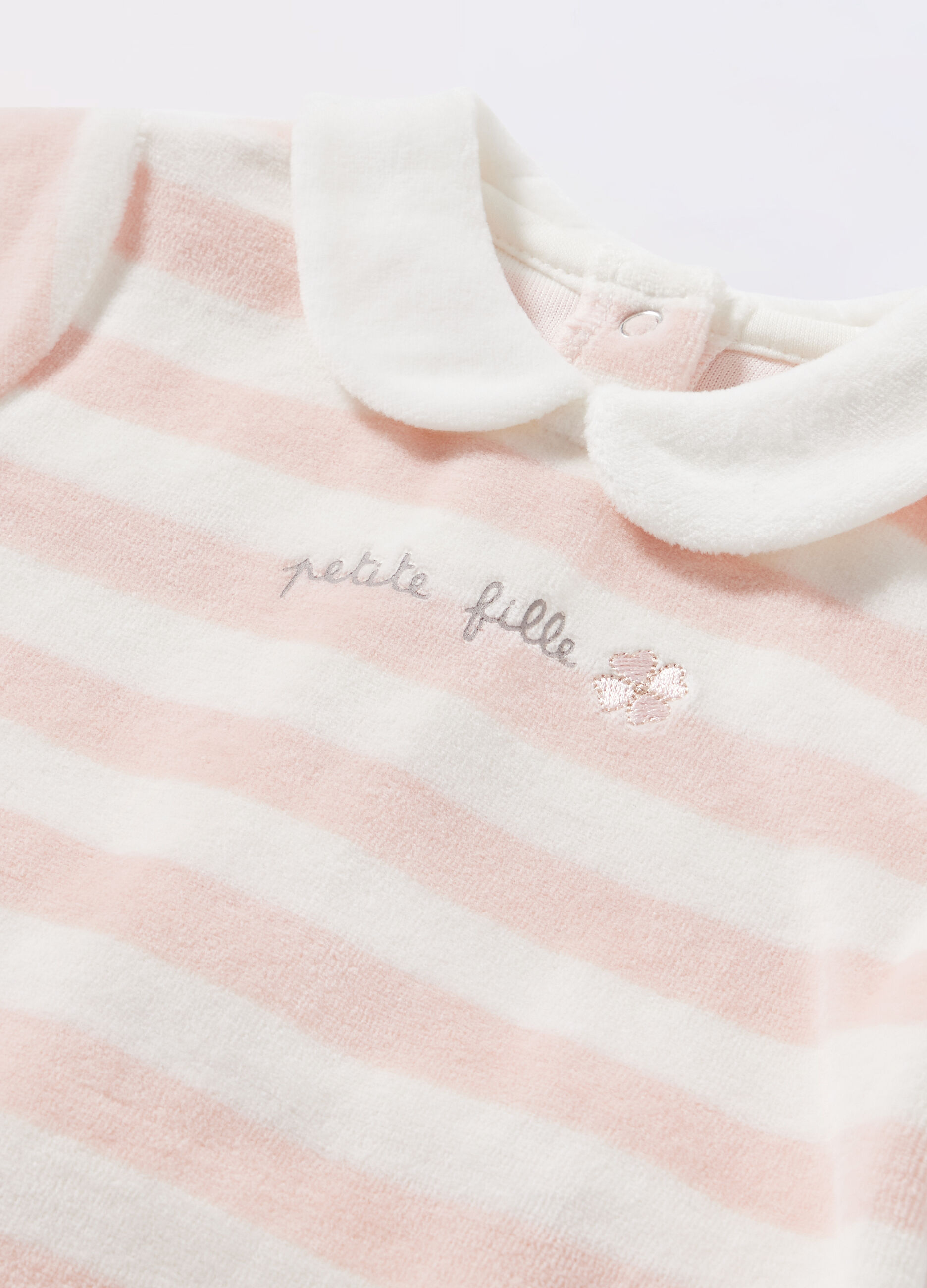 Tutina velours misto cotone a righe neonata 3 Tutina velours misto cotone a righe neonata