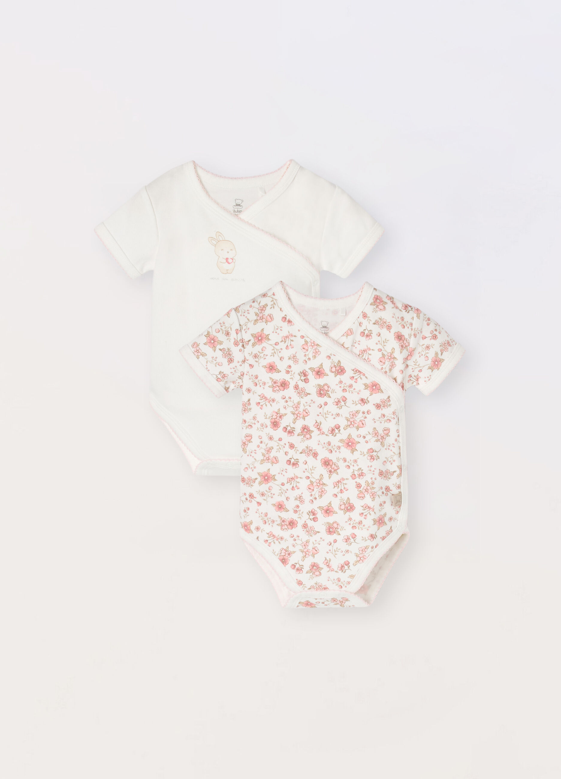 Pack 2 body incrociati in interlock di puro cotone