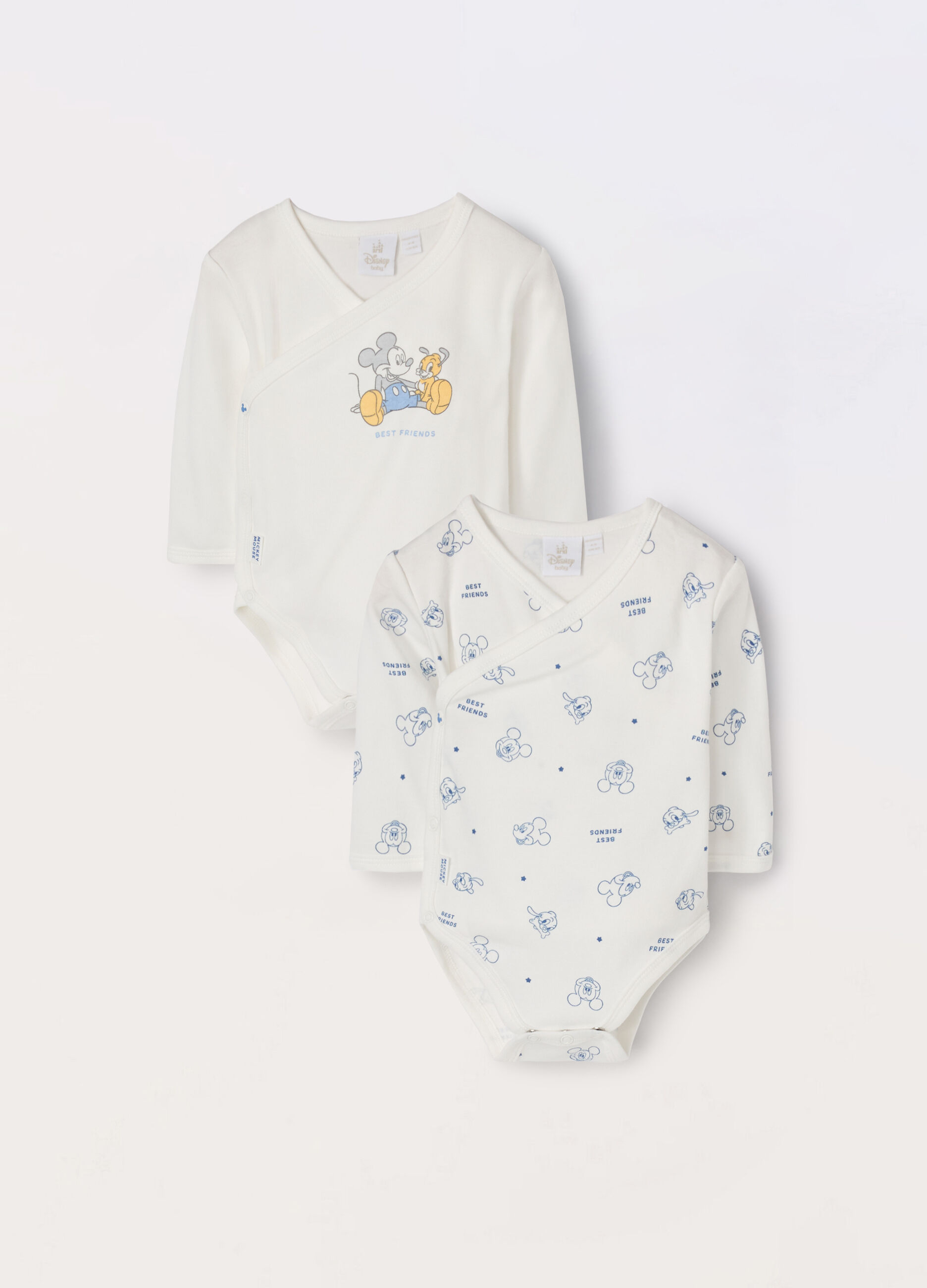 Pack 2 body incrociati in puro cotone neonato