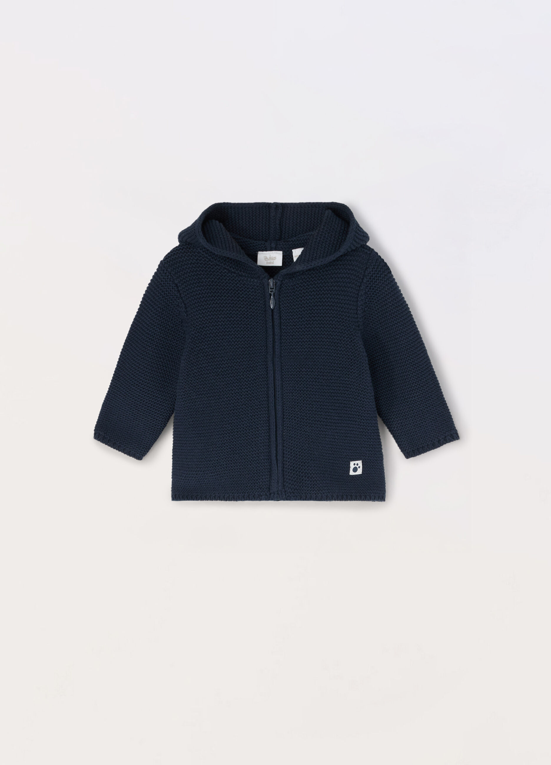 Cardigan in puro cotone con cappuccio neonato