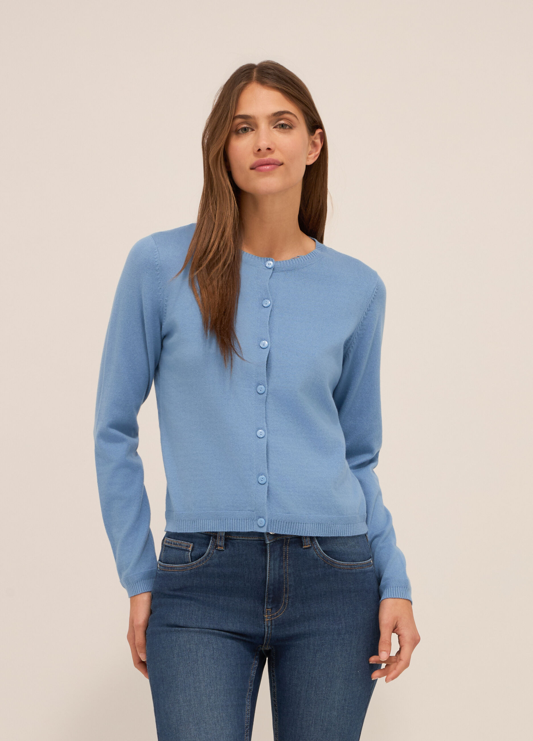Cardigan tricot in puro cotone donna