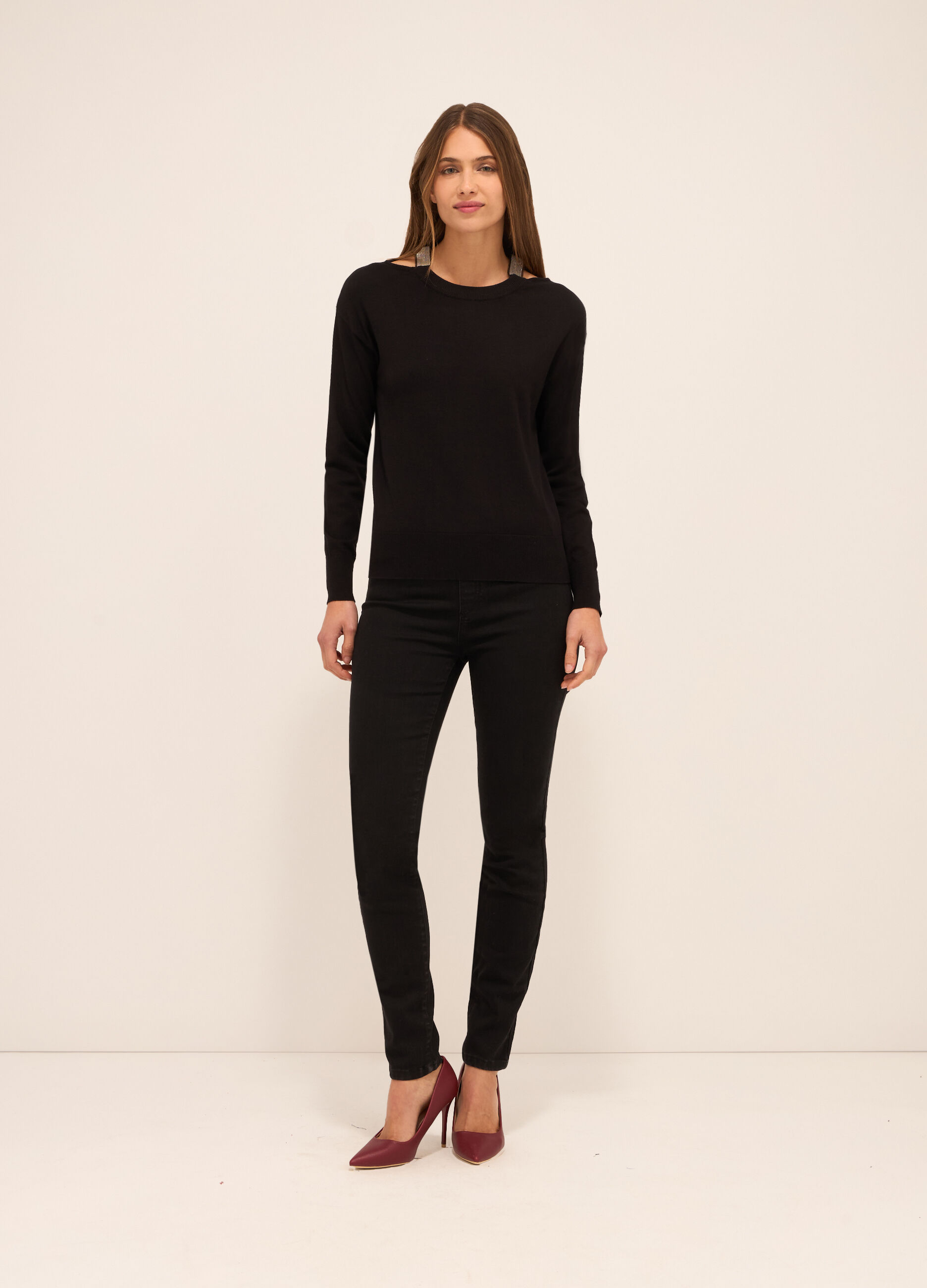 Jeggings in stretch denim di misto cotone donna