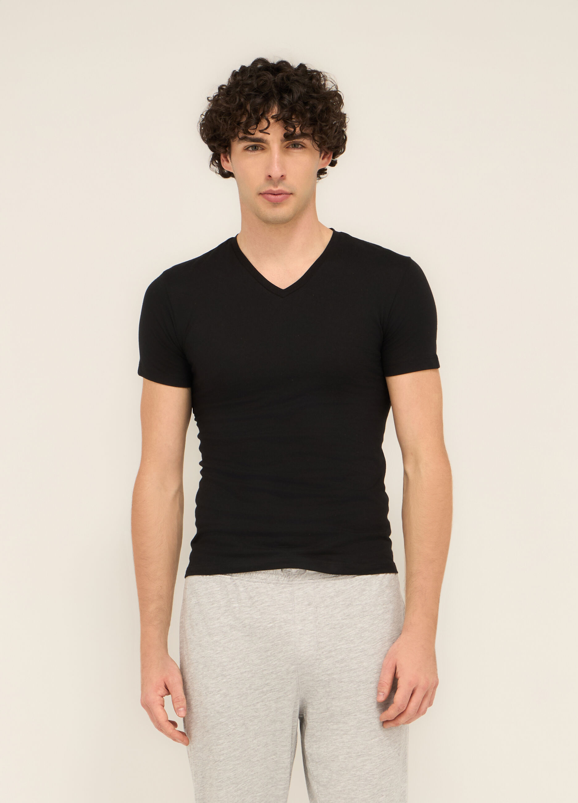 T-shirt intima scollo a V in cotone uomo