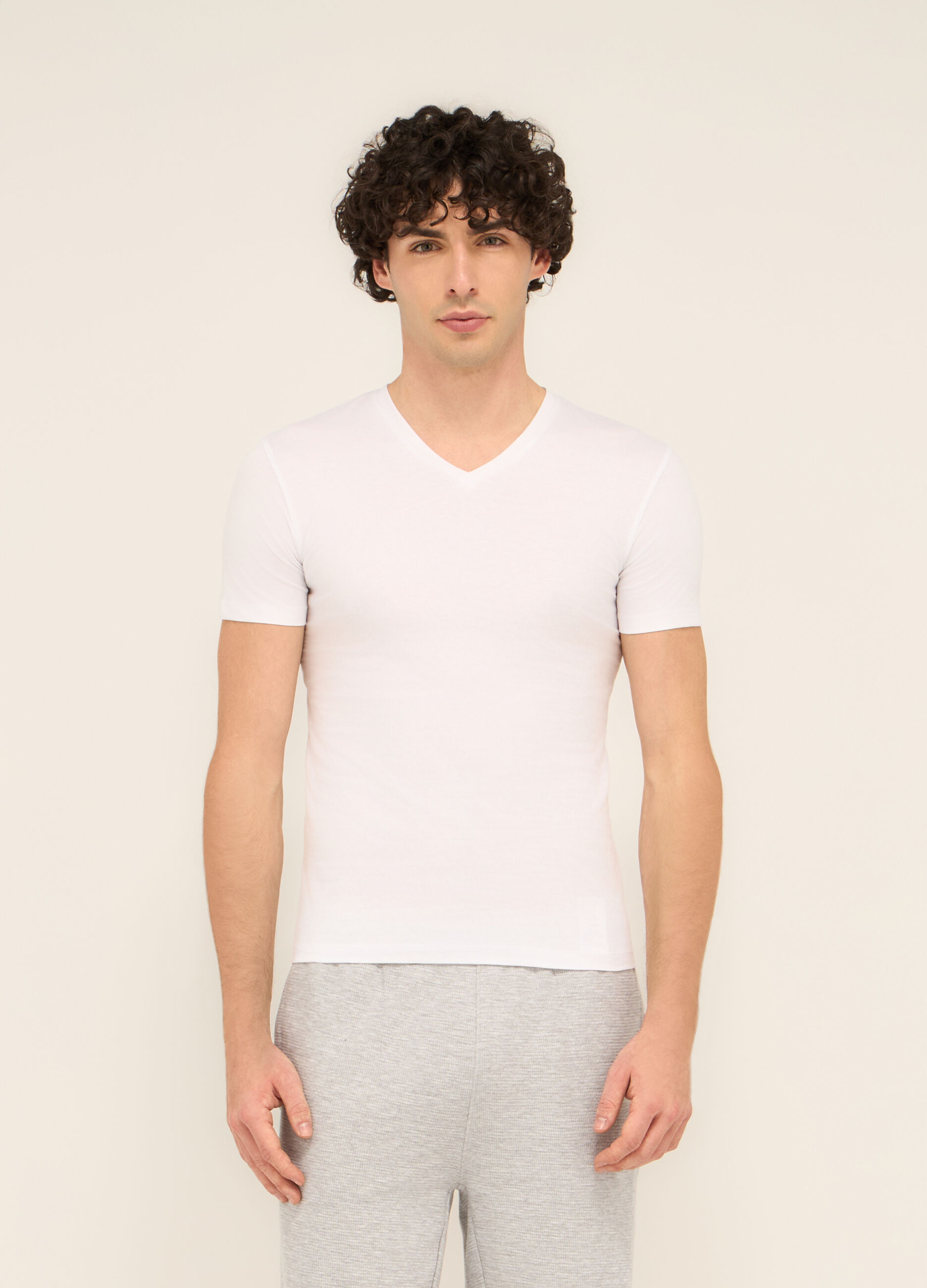 T-shirt intima scollo a V in cotone uomo
