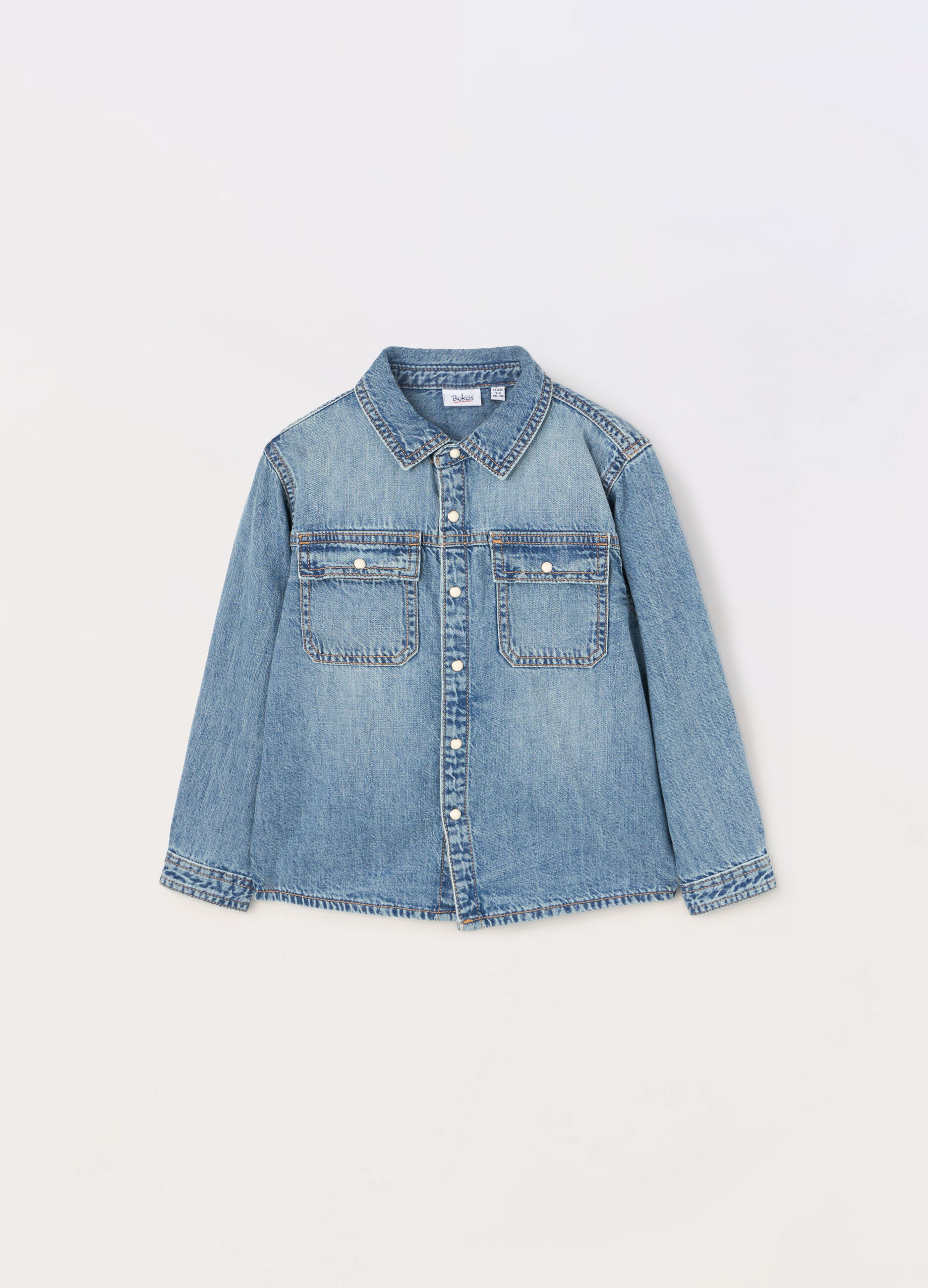 Camicia in denim di puro cotone bambino